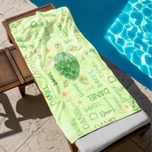Personalized Kids Beach Towel, Turtle/Octopus/Dolphin/Whale/Seahorse/Shark Pool Towel, Custom Name Beach Towels Birthday Gift For Girls Boys