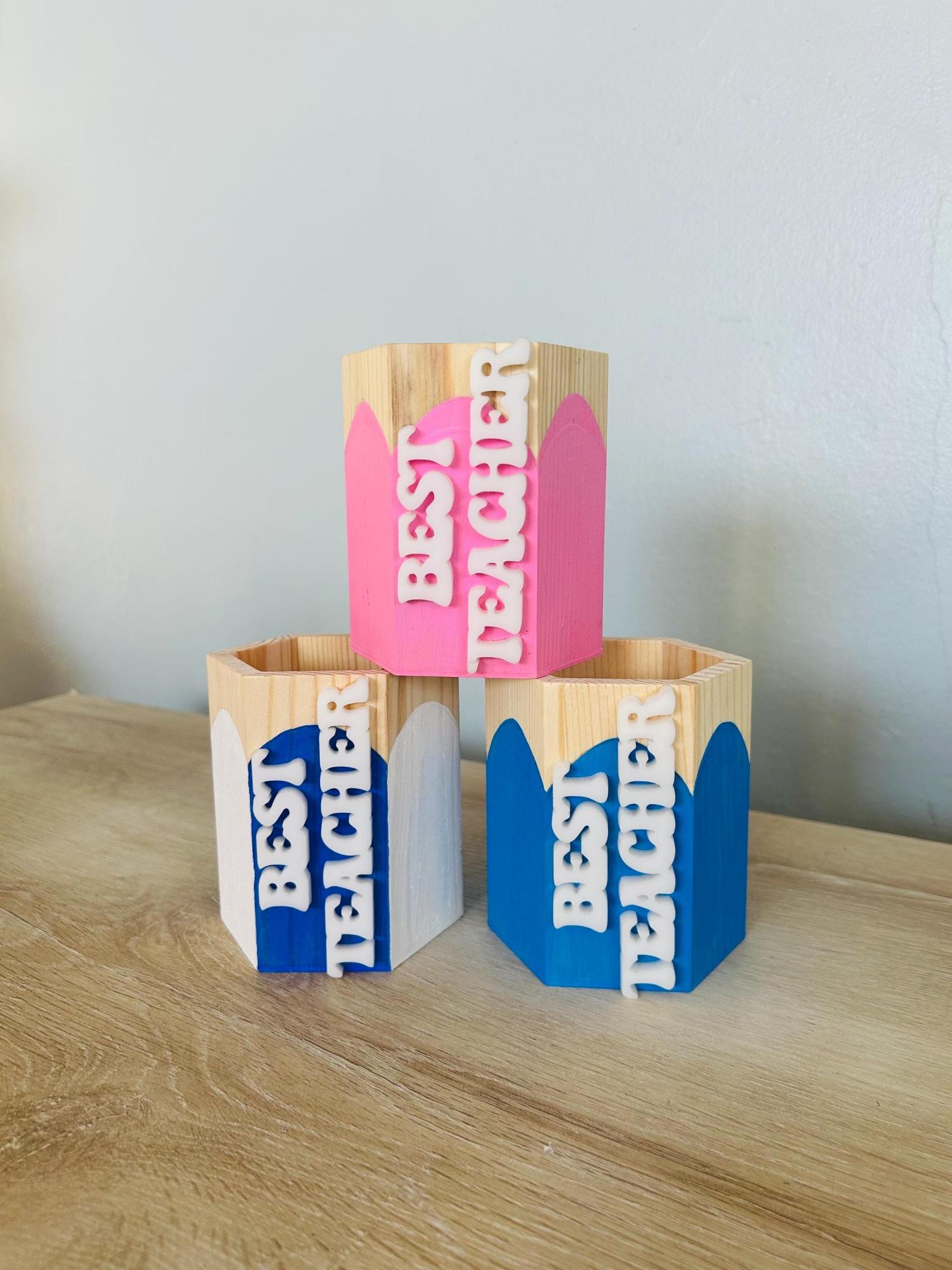 Personalized Teacher Pencil Cup & Dry Eraser Set with Markers – Custom Classroom Desk Organizer – Back to School or End of Year Gift