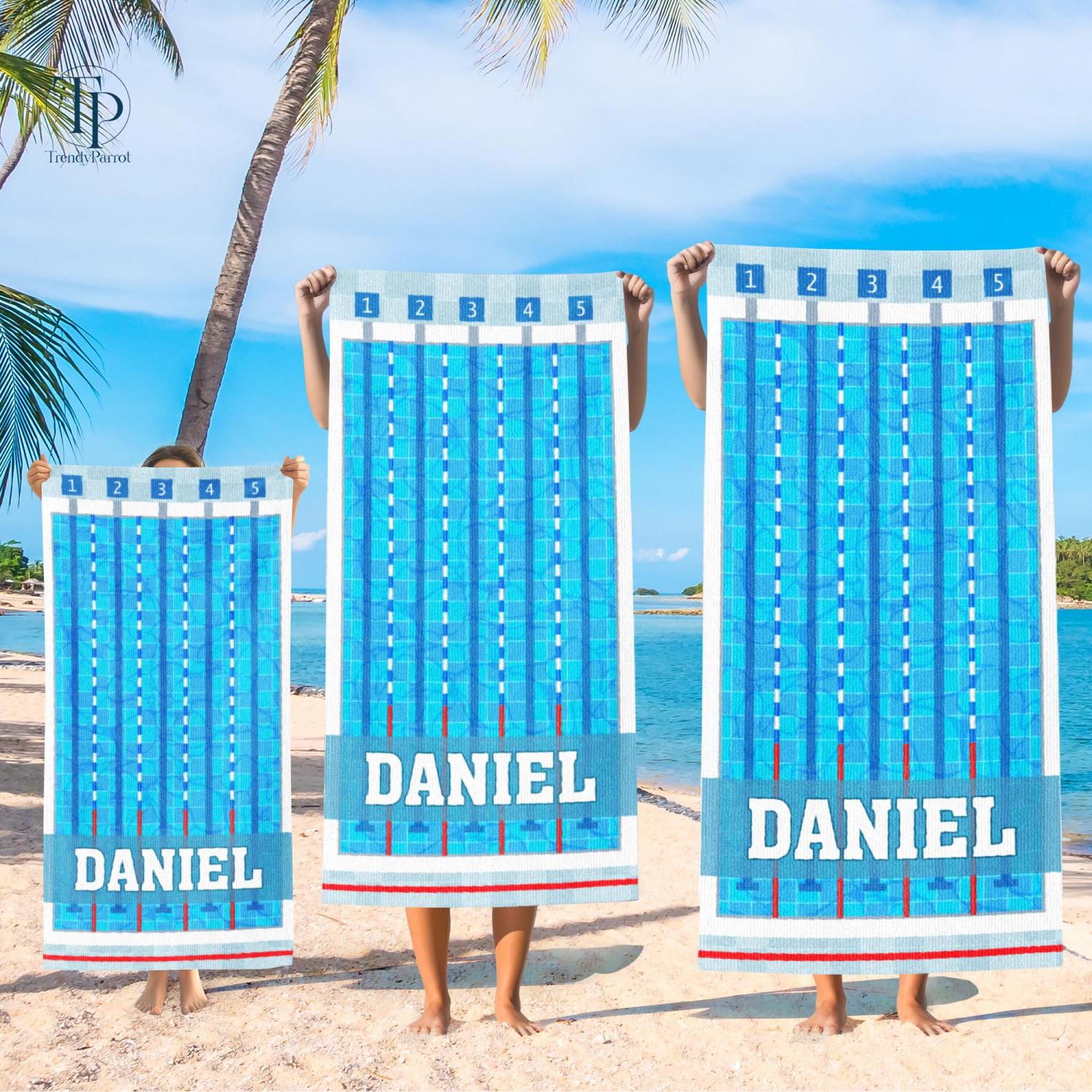 Personalized Swimming Beach Towel, Custom Swim Team Pool Towel, Custom Swimmer Gift, Swim Coach Gift, Swim Team, Swim Lesson Towel, Kid Gift