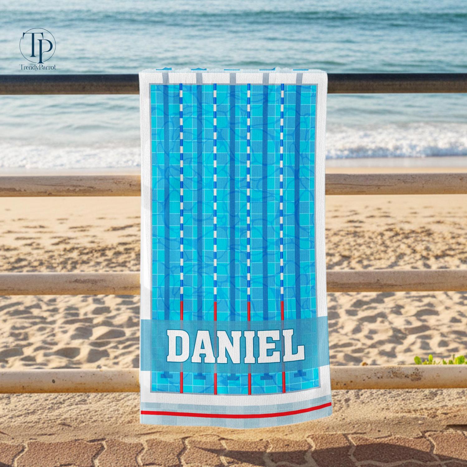 Personalized Swimming Beach Towel, Custom Swim Team Pool Towel, Custom Swimmer Gift, Swim Coach Gift, Swim Team, Swim Lesson Towel, Kid Gift
