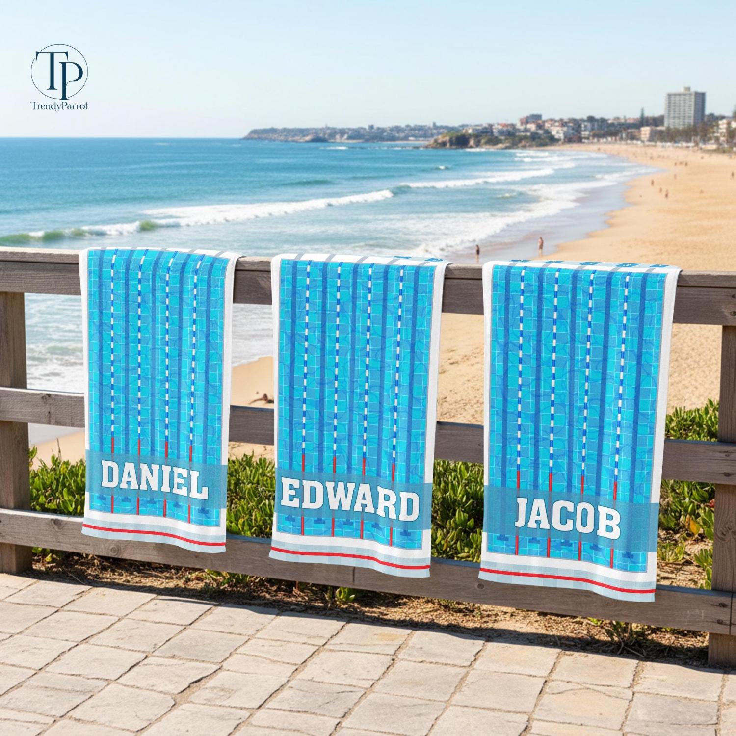 Personalized Swimming Beach Towel, Custom Swim Team Pool Towel, Custom Swimmer Gift, Swim Coach Gift, Swim Team, Swim Lesson Towel, Kid Gift