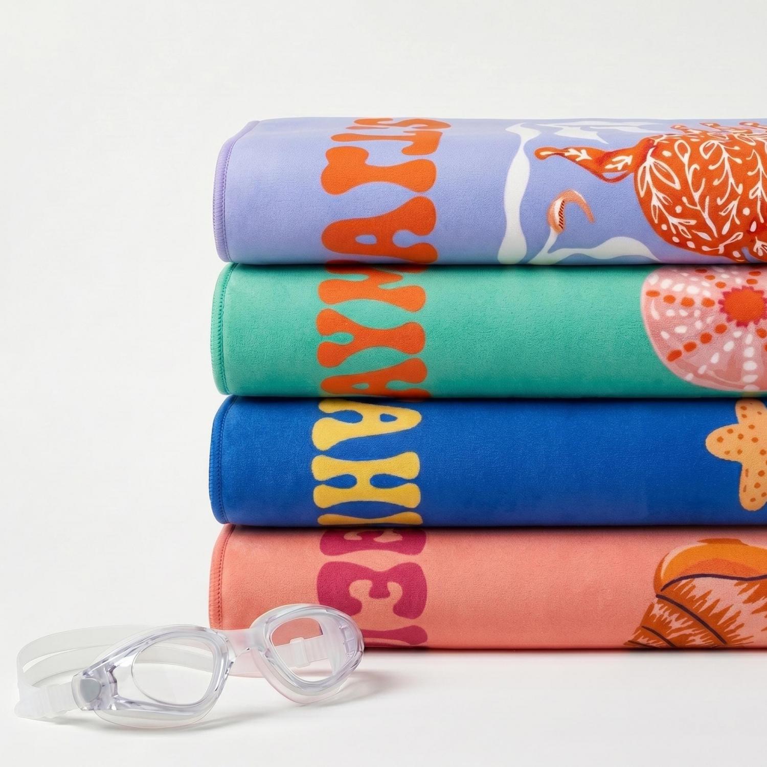 Marine Animal Personalized Beach Towel, Beach Party Essentials, Custom Name Towel for Baby/Kids, Preppy Girls Pool Towel, Kids Xmas Gift