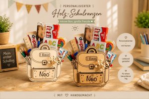 Personalized wooden school bag - back-to-school gift - fillable pencil box - 1st grade decoration - school gift idea - back-to-school decoration