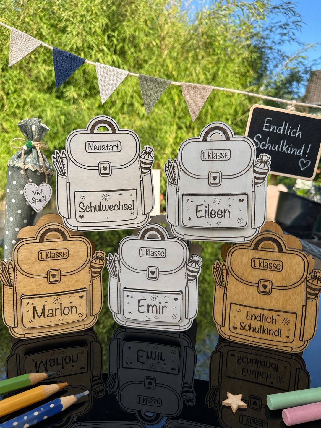 Personalized wooden school bag - back-to-school gift - fillable pencil box - 1st grade decoration - school gift idea - back-to-school decoration
