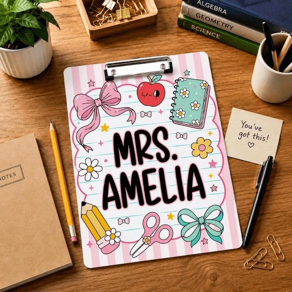 Personalized Teacher Clipboard, Back To School Gift, Classroom Supplies Organizer