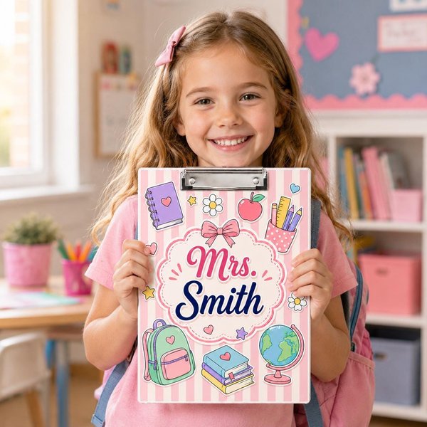 Personalized Teacher Clipboard, Custom Acrylic School Supplies Design, Classroom Accessory Gift