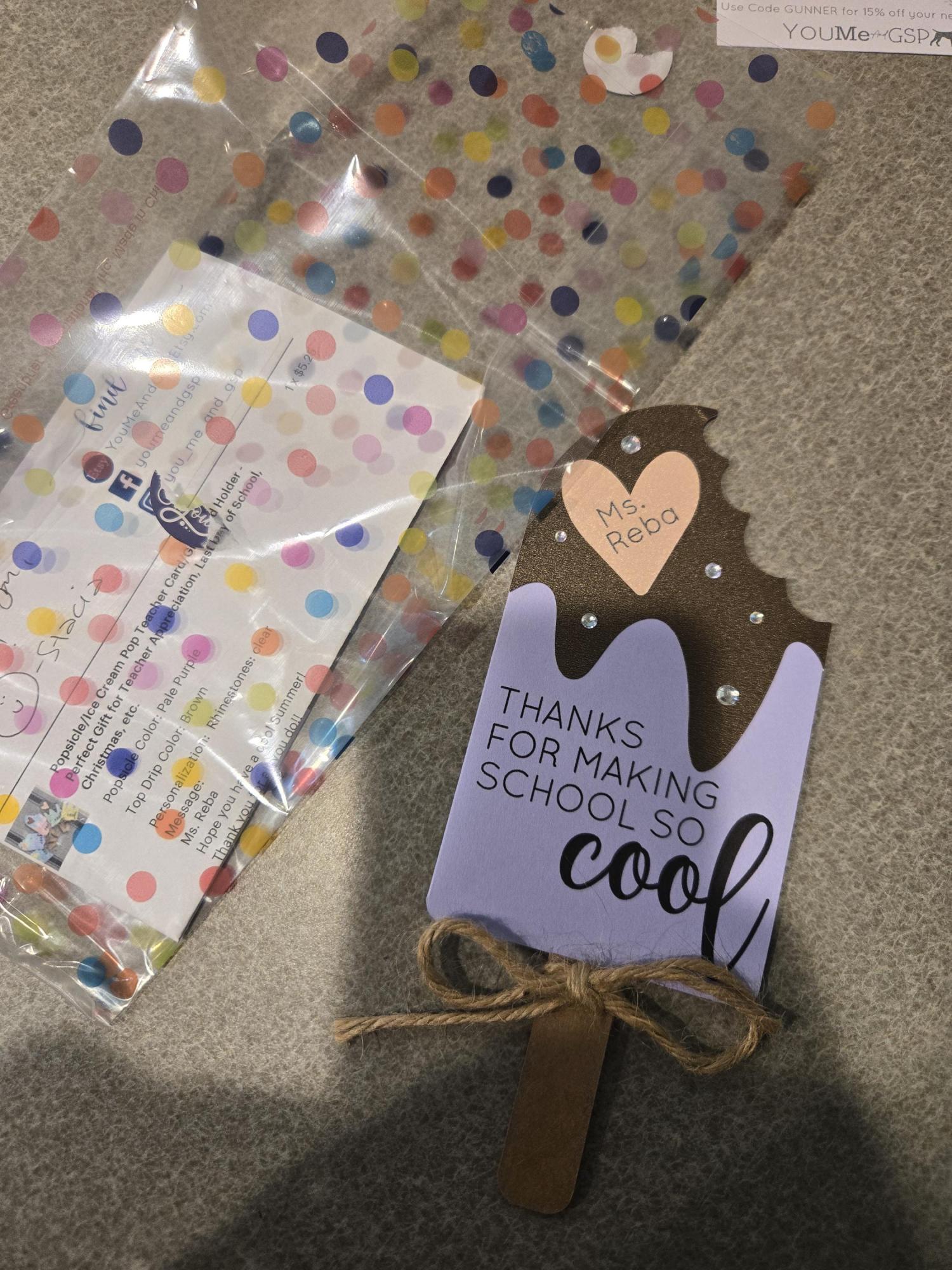 Popsicle/Ice Cream Pop Teacher Card/Gift Card Holder - Perfect Gift for Teacher Appreciation, Last Day of School, Christmas, etc.