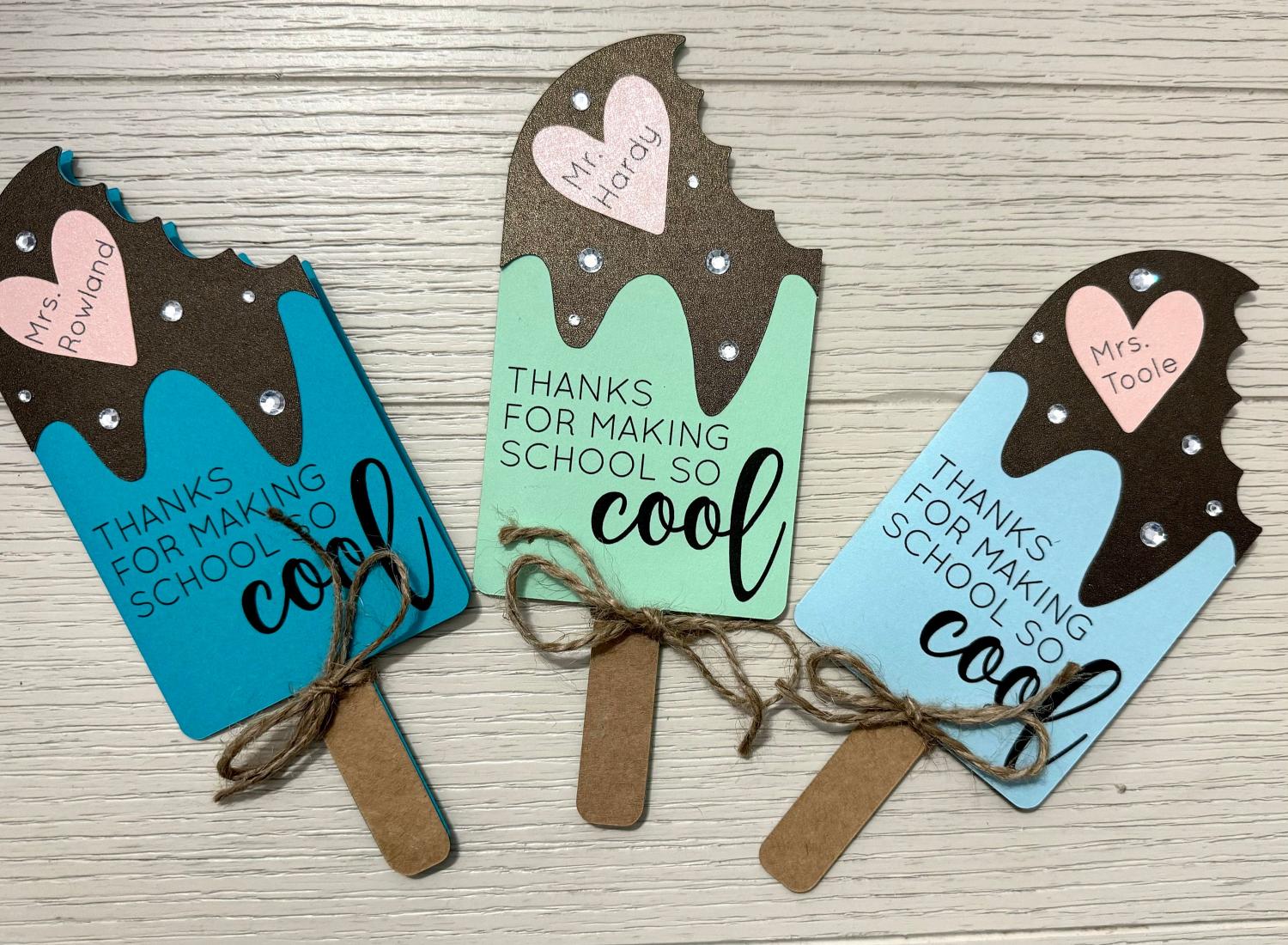Popsicle/Ice Cream Pop Teacher Card/Gift Card Holder - Perfect Gift for Teacher Appreciation, Last Day of School, Christmas, etc.
