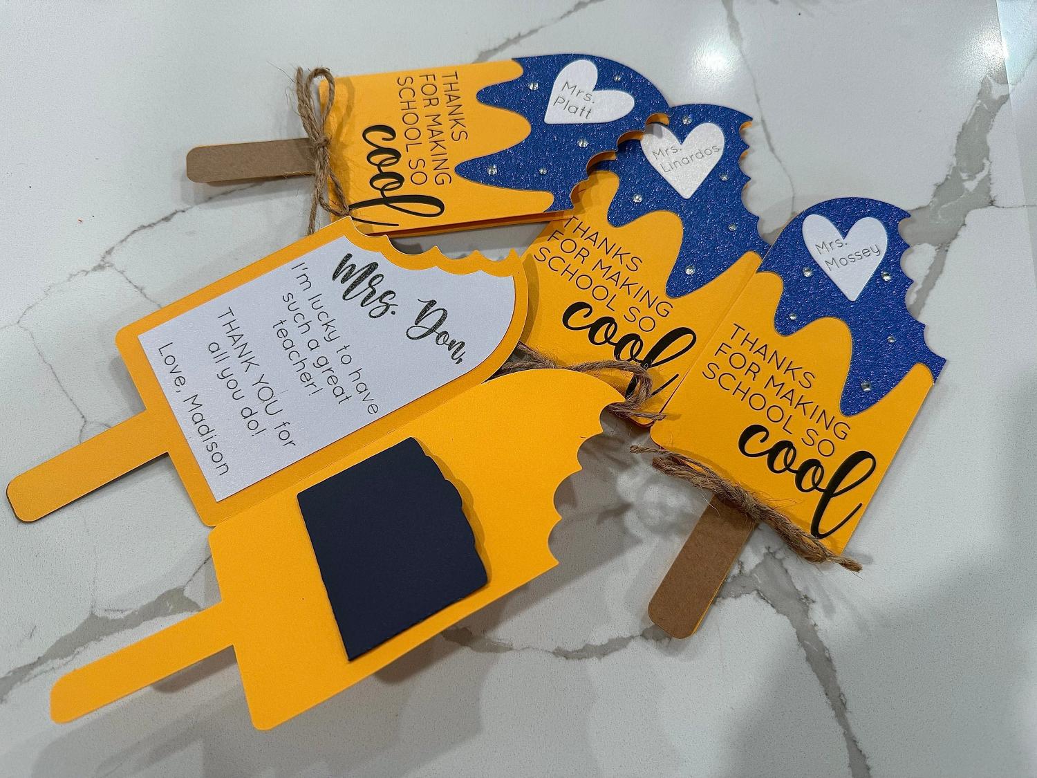 Popsicle/Ice Cream Pop Teacher Card/Gift Card Holder - Perfect Gift for Teacher Appreciation, Last Day of School, Christmas, etc.