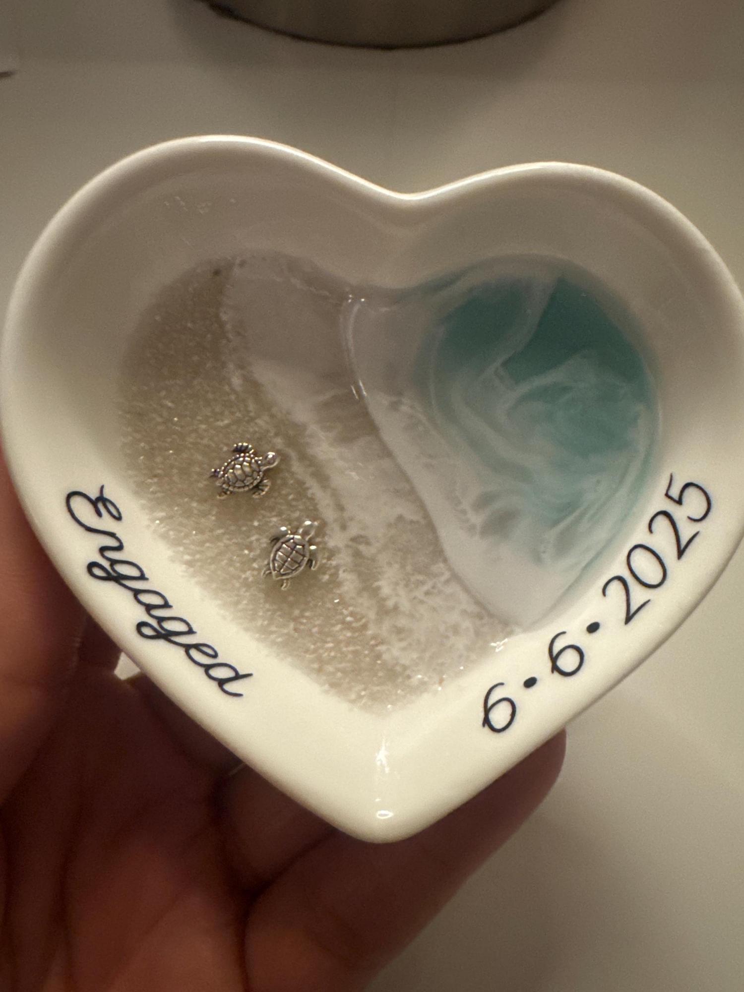 Personalized Turtle Ring Dish Custom Wedding Engagement Gift Jewelry Tray Holder