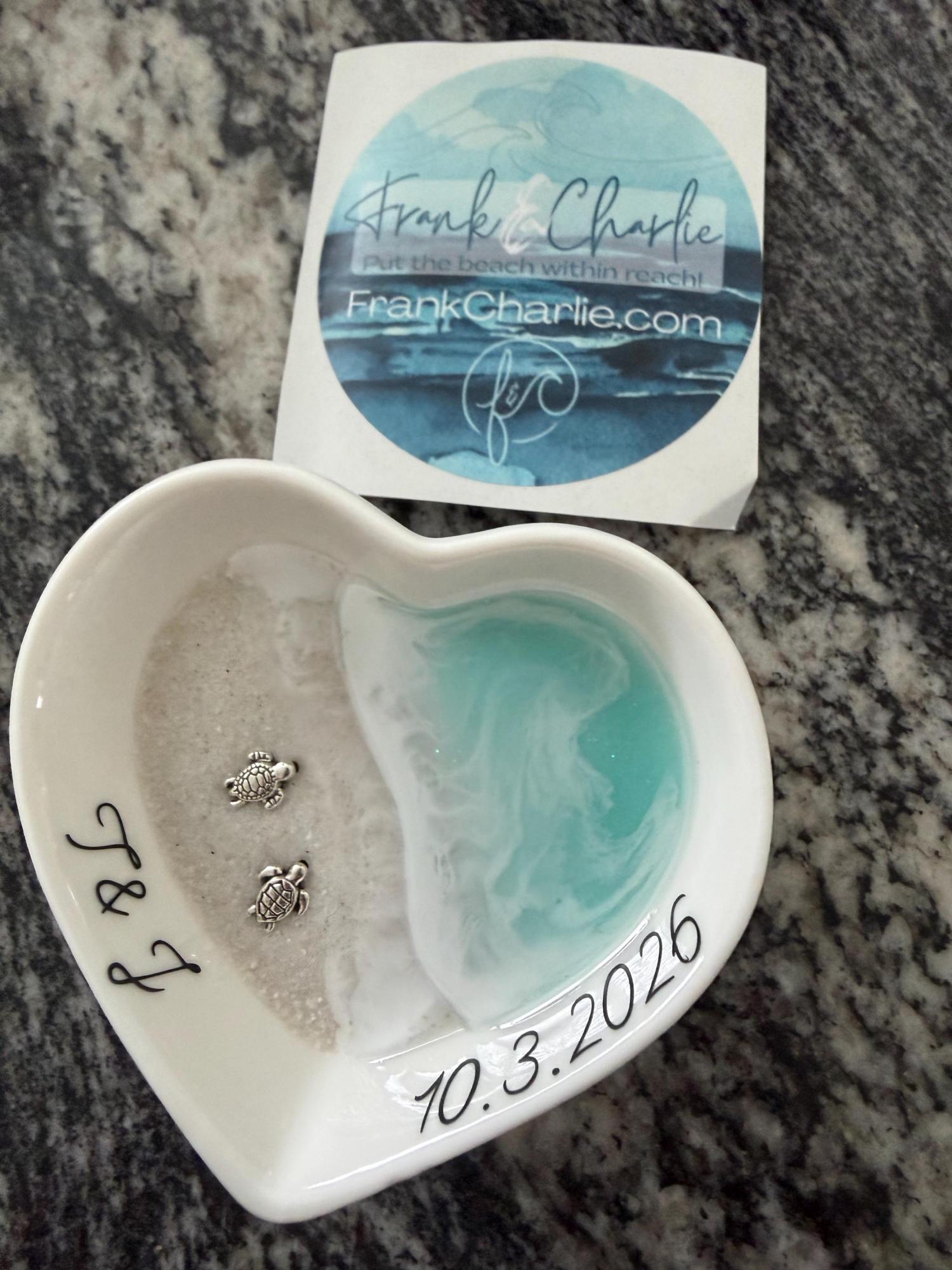 Personalized Turtle Ring Dish Custom Wedding Engagement Gift Jewelry Tray Holder