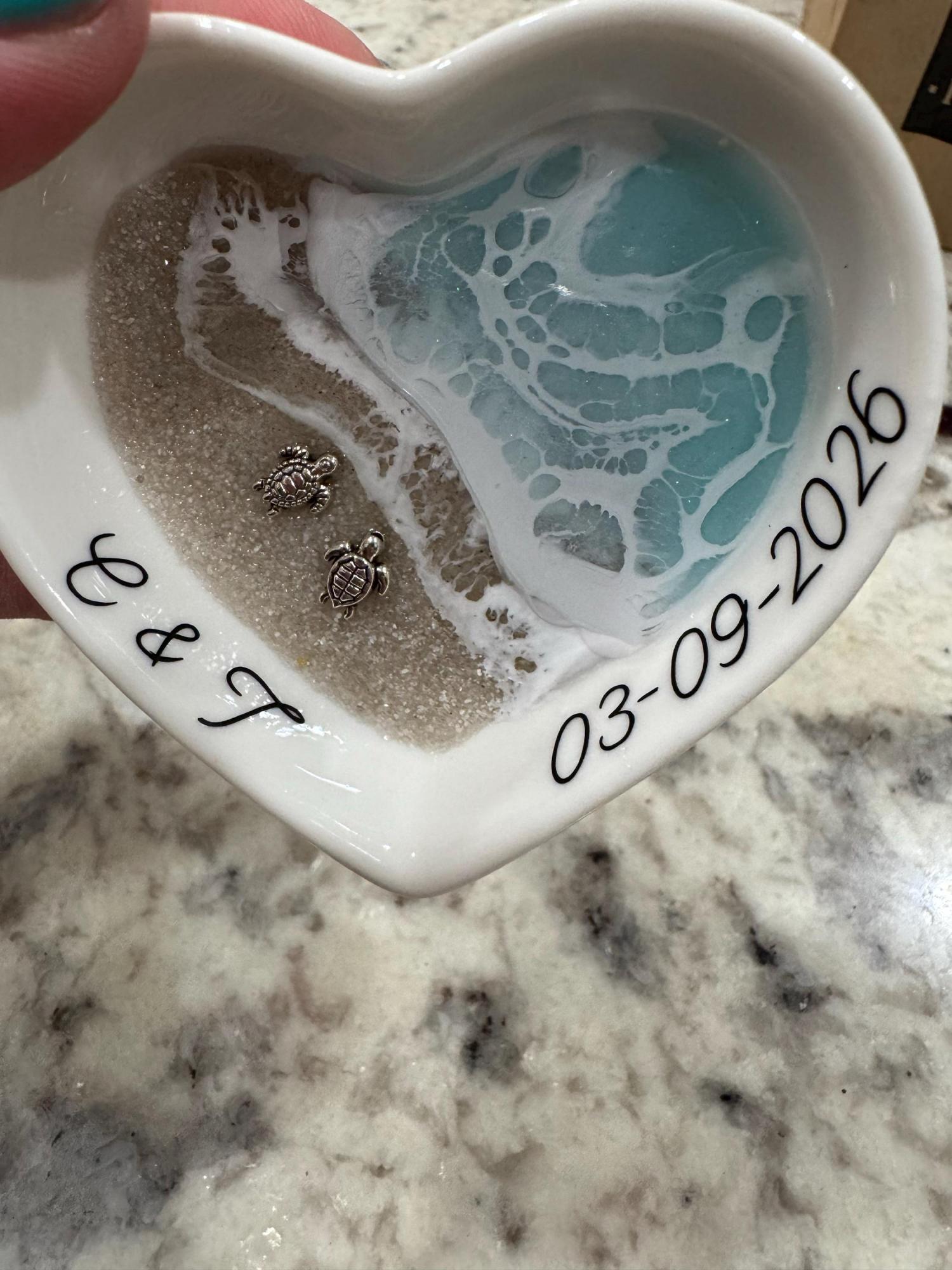 Personalized Turtle Ring Dish Custom Wedding Engagement Gift Jewelry Tray Holder