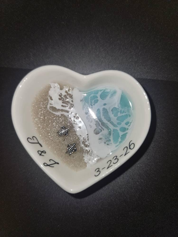 Personalized Turtle Ring Dish Custom Wedding Engagement Gift Jewelry Tray Holder