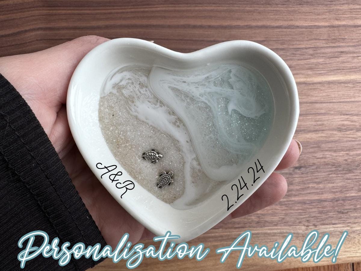 Personalized Turtle Ring Dish Custom Wedding Engagement Gift Jewelry Tray Holder