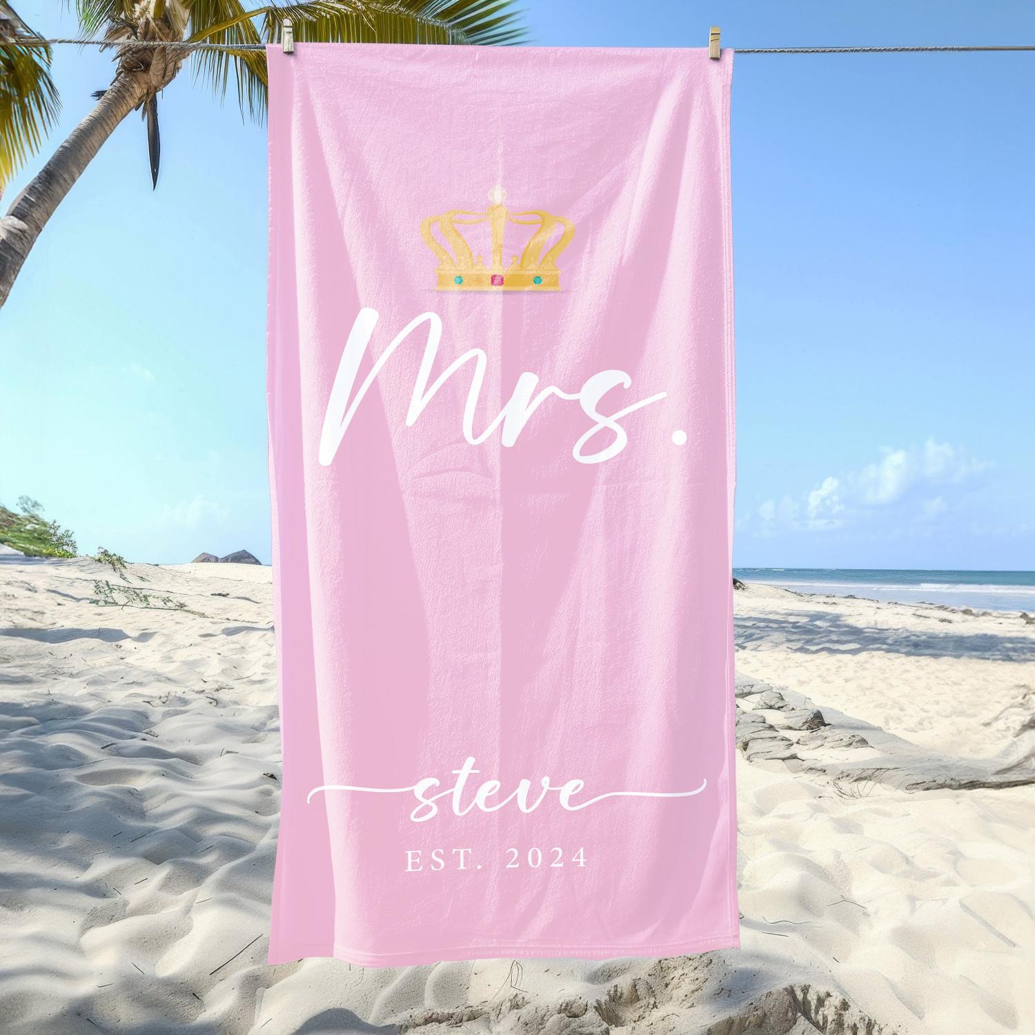 Custom Couple Towel, Personalized Mr. and Mrs. Beach Towel, His and Hers Newlywed Gift, Just Married Bride Gift, Wedding Gift,wedding