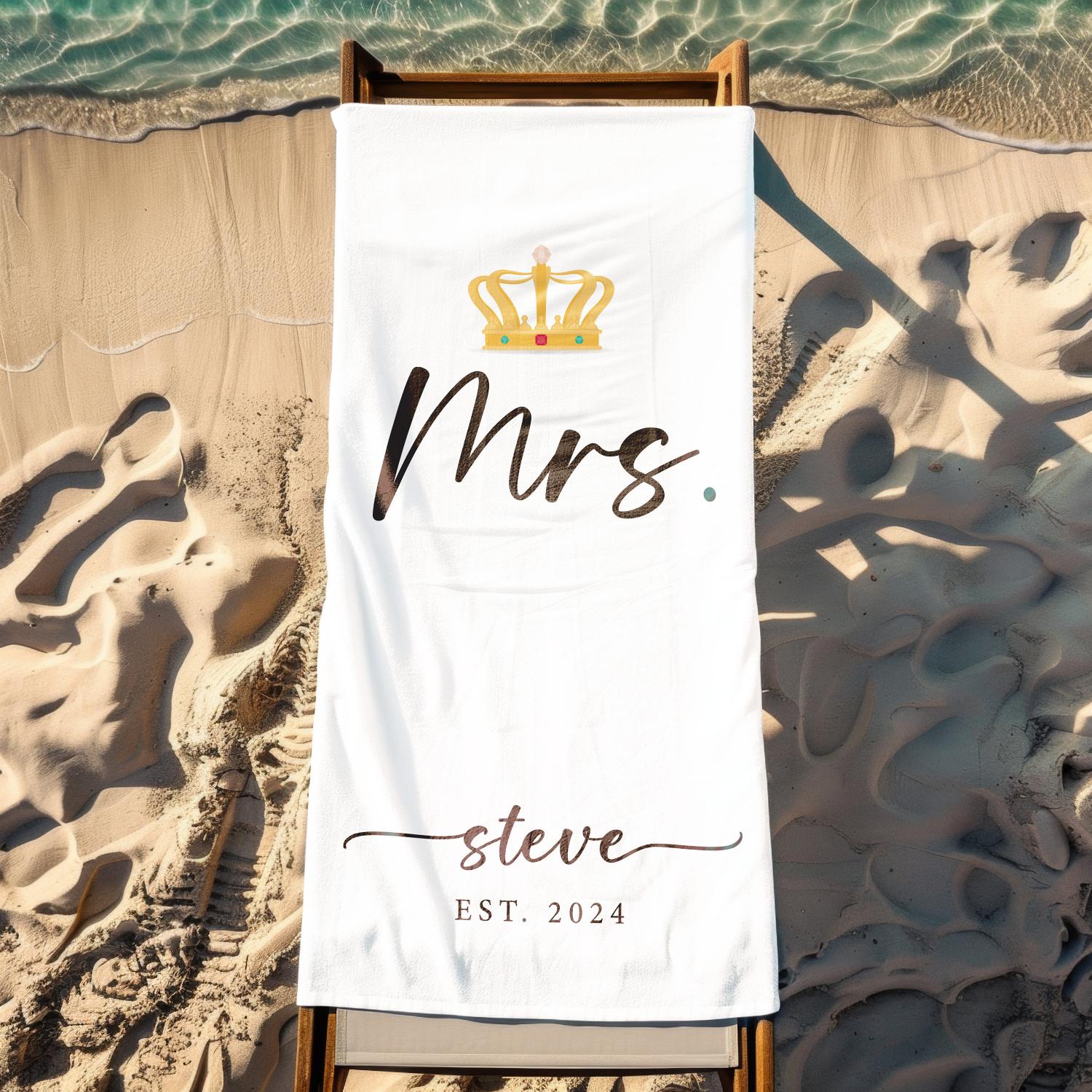 Custom Couple Towel, Personalized Mr. and Mrs. Beach Towel, His and Hers Newlywed Gift, Just Married Bride Gift, Wedding Gift,wedding
