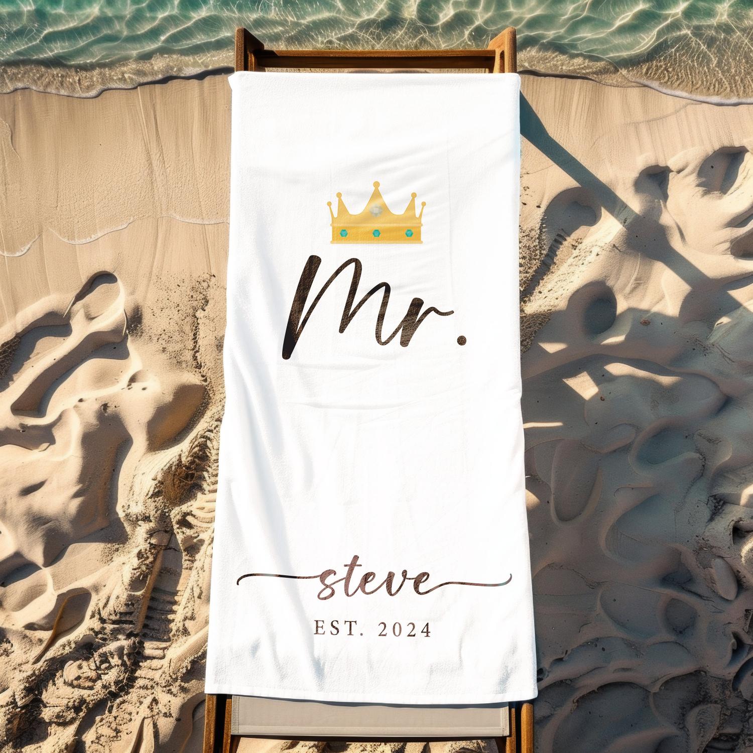 Custom Couple Towel, Personalized Mr. and Mrs. Beach Towel, His and Hers Newlywed Gift, Just Married Bride Gift, Wedding Gift,wedding