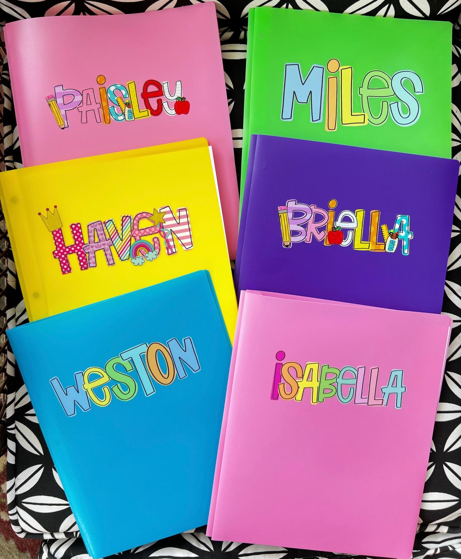 Personalized Pocket Folder (with Prongs!) Pencil Box, Pencil Pouch, zipper Pouch-  Back to school -UVDTF Kindergarten first second third
