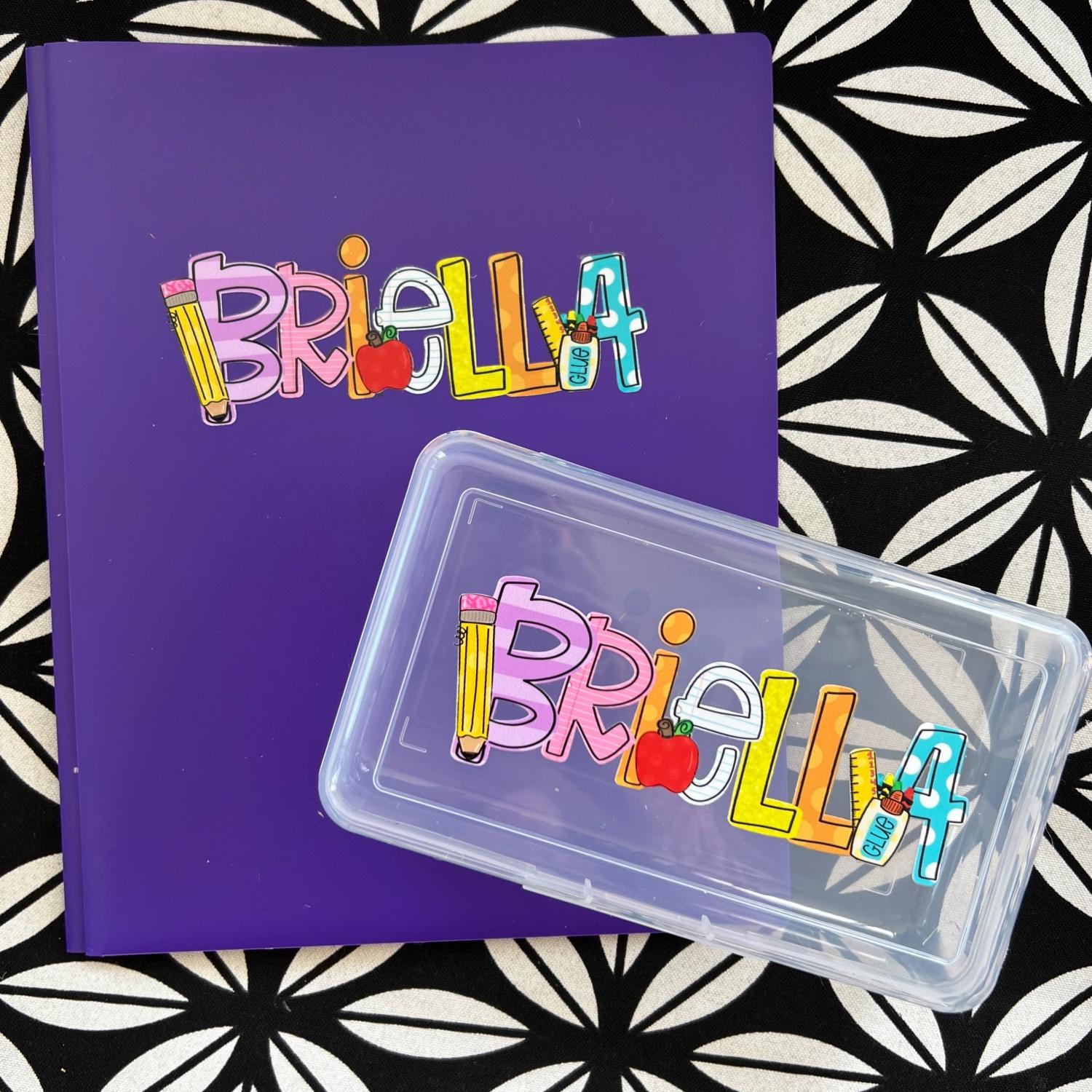 Personalized Pocket Folder (with Prongs!) Pencil Box, Pencil Pouch, zipper Pouch-  Back to school -UVDTF Kindergarten first second third