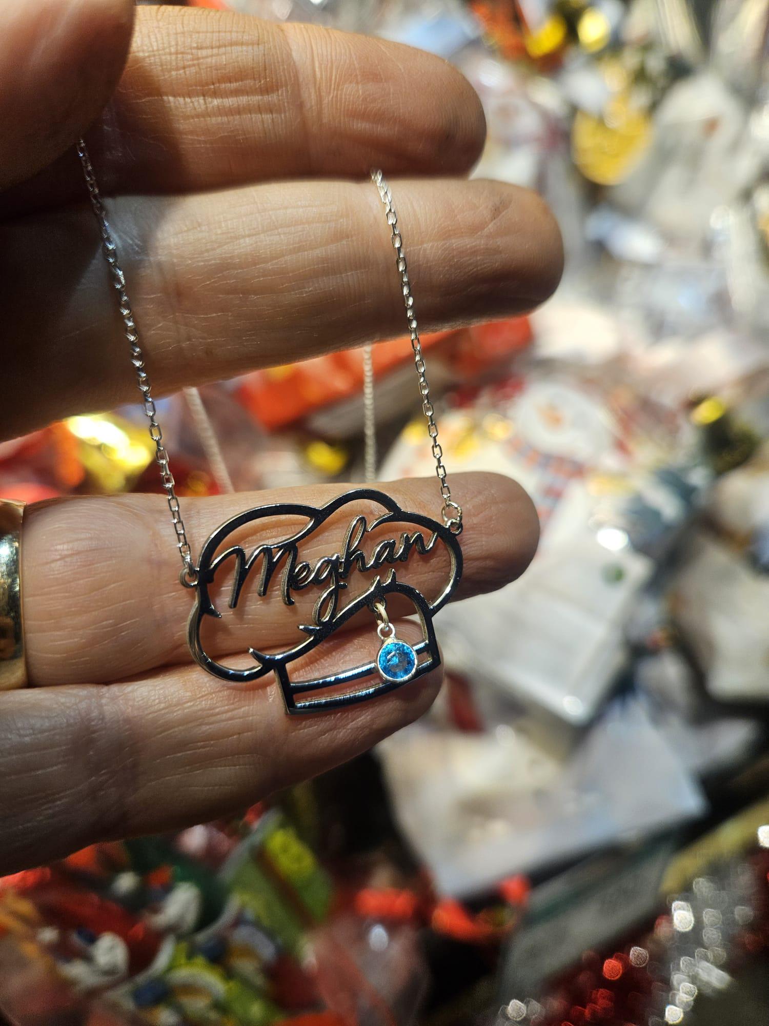 Custom Chef Hat Name Necklace with Birthstone, Gold Cooking Nameplate, Silver Kitchen Jewelry, Gastronomy Gift, Culinary School Pendant