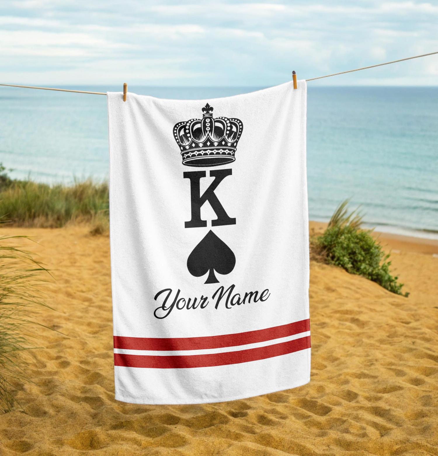 Personalized King And Queen Beach Towel, Honeymoon Gift for Couples