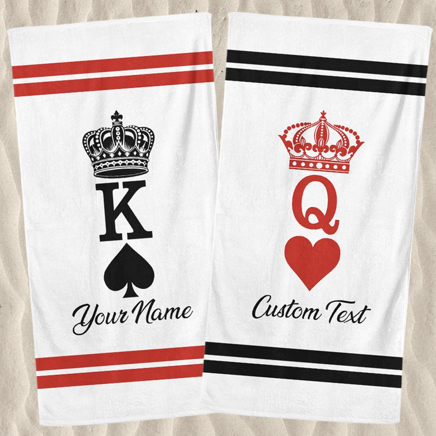 Personalized King And Queen Beach Towel, Honeymoon Gift for Couples