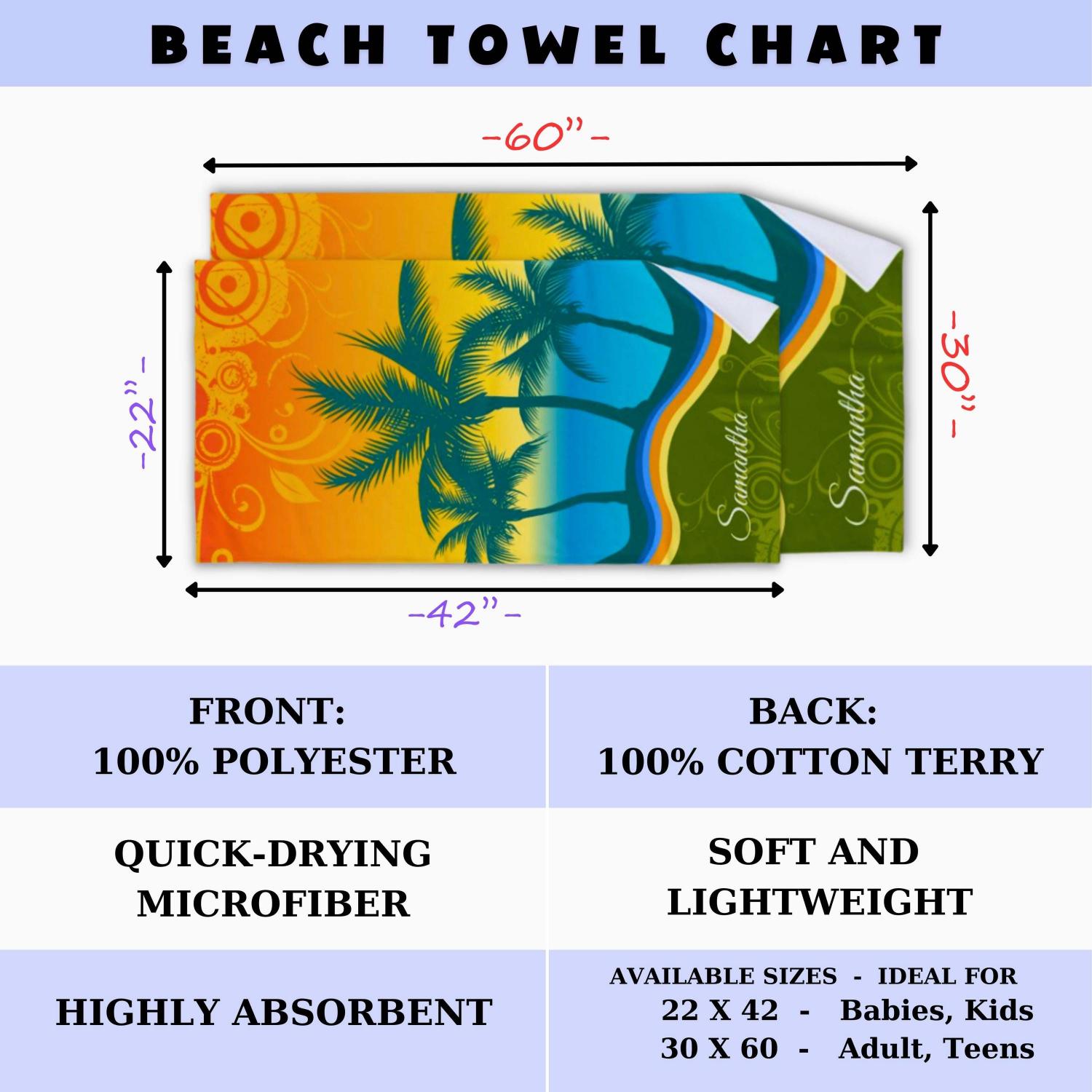 Personalized King And Queen Beach Towel, Honeymoon Gift for Couples