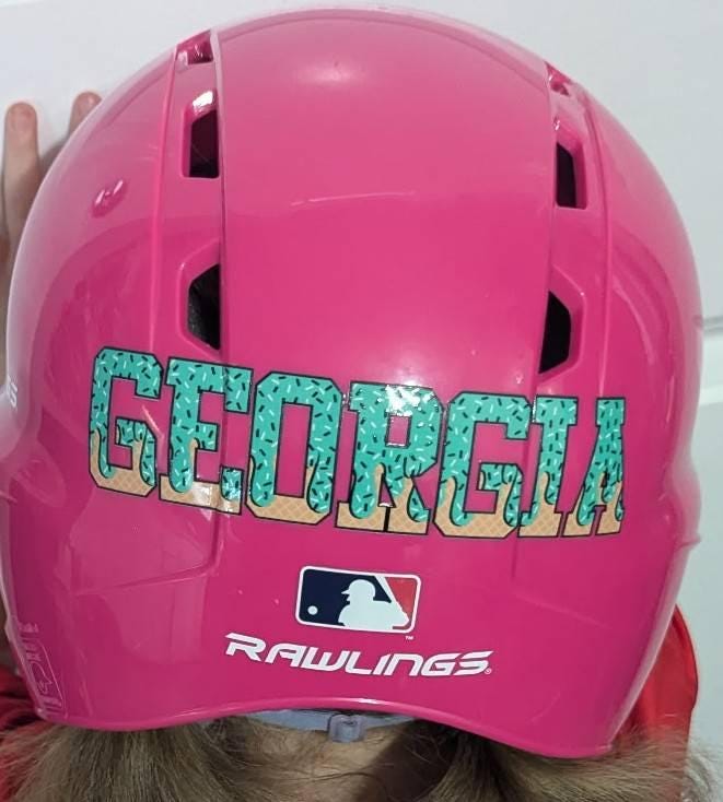 Set of 2 - Baseball DRIP Helmet Bat Sticker - Little League Tball name UVDTF Decal Ice Cream Drip Softball / baseball Drip
