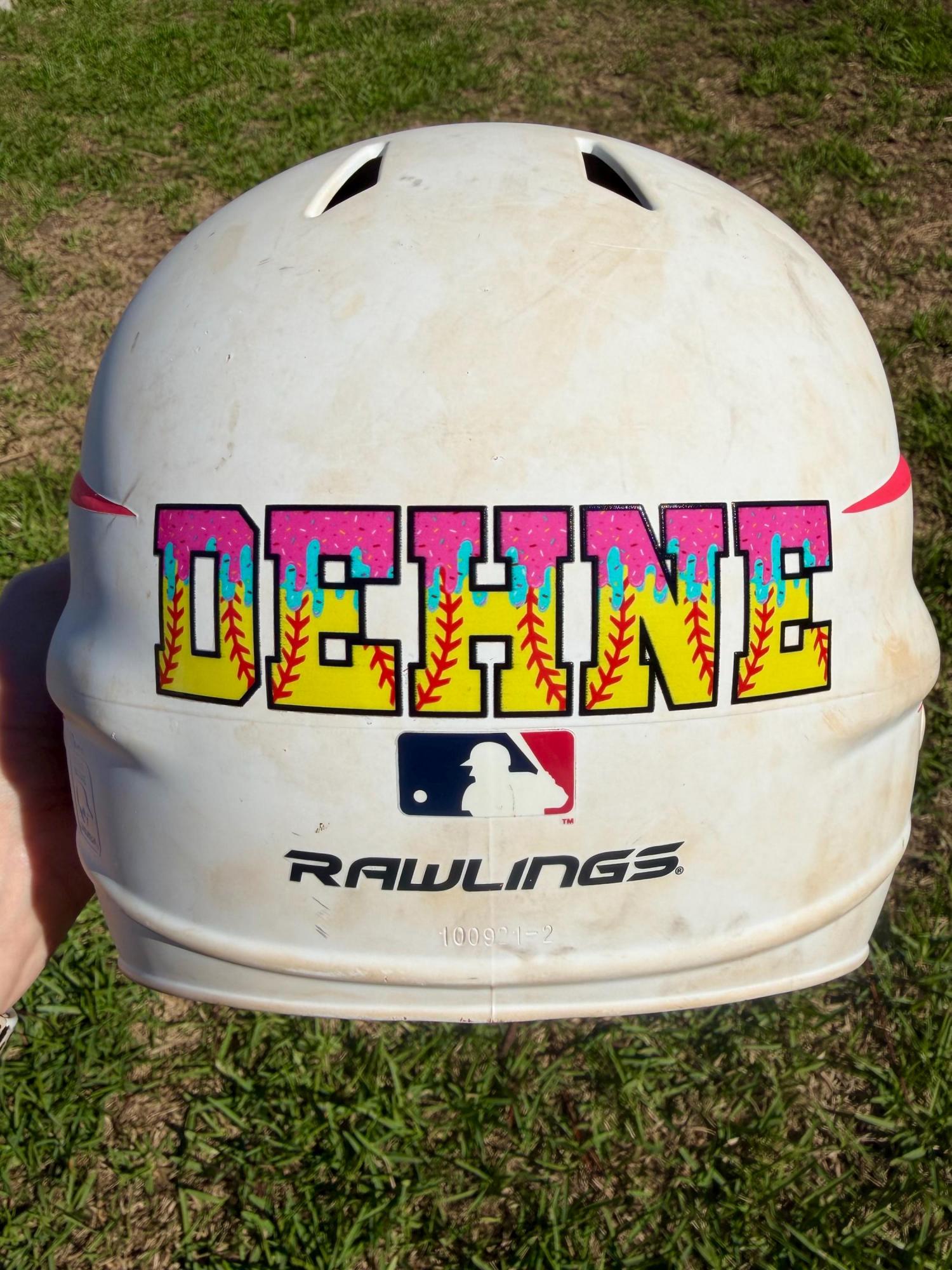 Set of 2 - Baseball DRIP Helmet Bat Sticker - Little League Tball name UVDTF Decal Ice Cream Drip Softball / baseball Drip