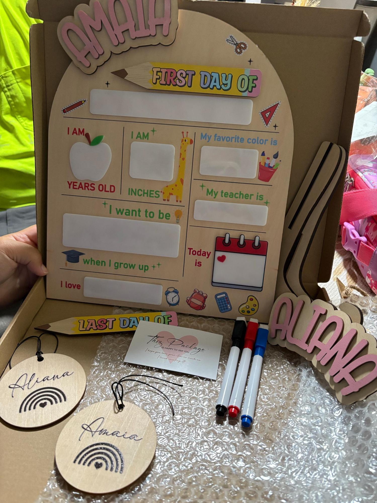 Custom First And Last Day School Sign,Back to School Board,Interchangable,First Day of School,Dry Erase,Reusable,Preschool Prop,Kid Gift