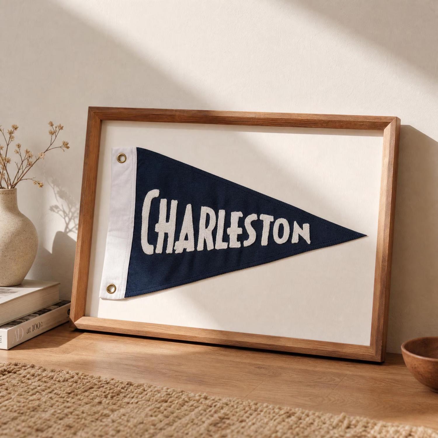 Custom Embroidered Vintage Pennant Flag, Personalized Name Pendant Flag, Retro Wall Decor, Unique Home Office Boy Room Decor