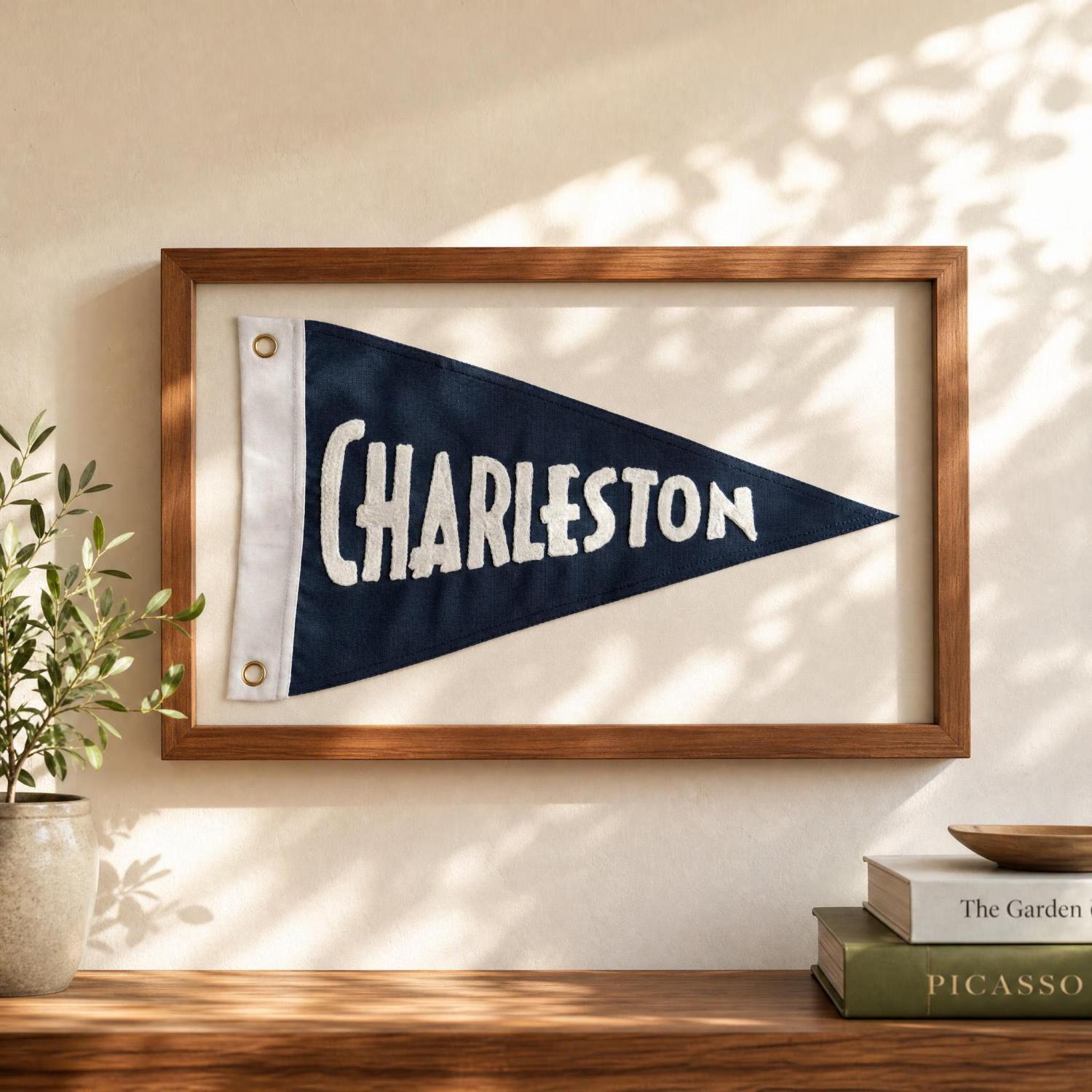 Custom Embroidered Vintage Pennant Flag, Personalized Name Pendant Flag, Retro Wall Decor, Unique Home Office Boy Room Decor