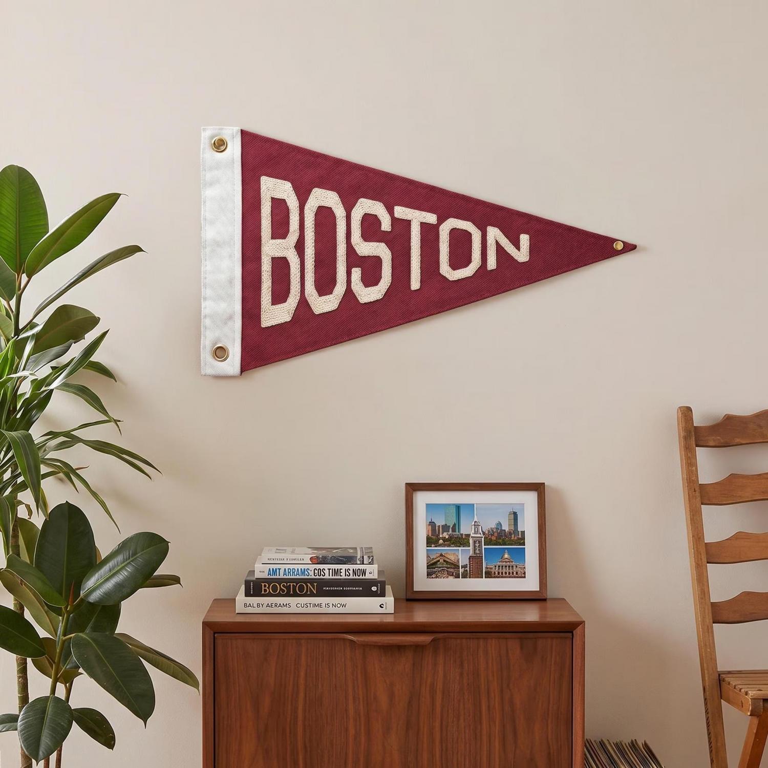 Custom Embroidered Vintage Pennant Flag, Personalized Name Pendant Flag, Retro Wall Decor, Unique Home Office Boy Room Decor