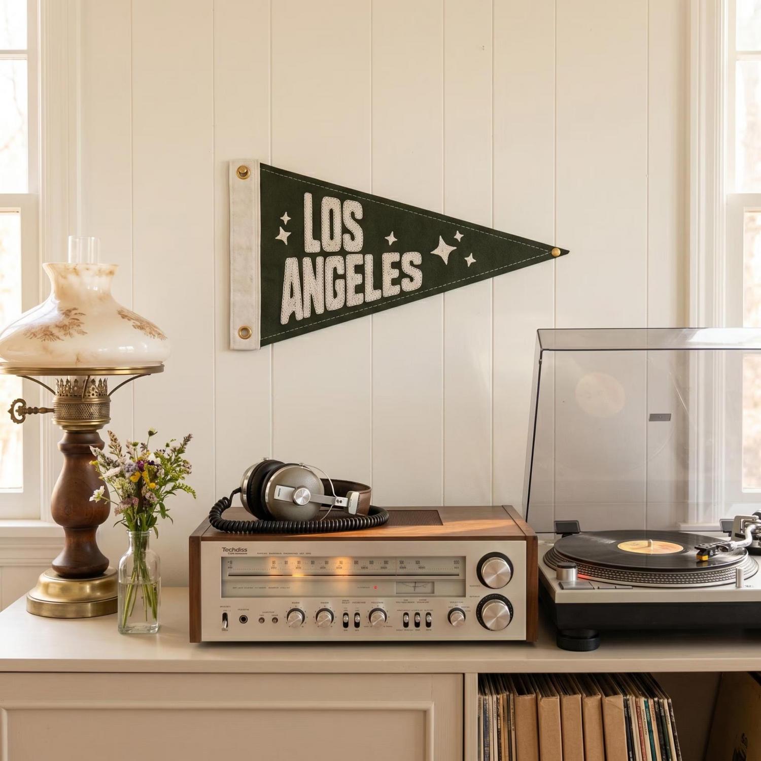 Custom Embroidered Vintage Pennant Flag, Personalized Name Pendant Flag, Retro Wall Decor, Unique Home Office Boy Room Decor
