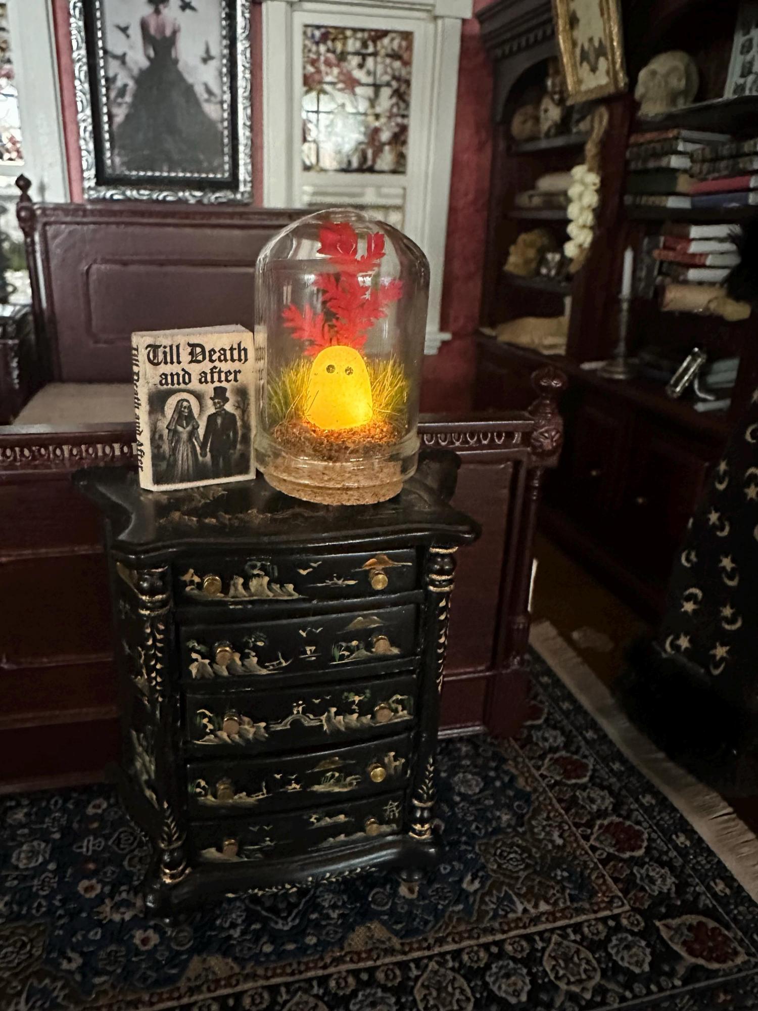 Adopt a Glowing Ghost In Glass Dome,Spooky Gift,handmade Pet Ghost