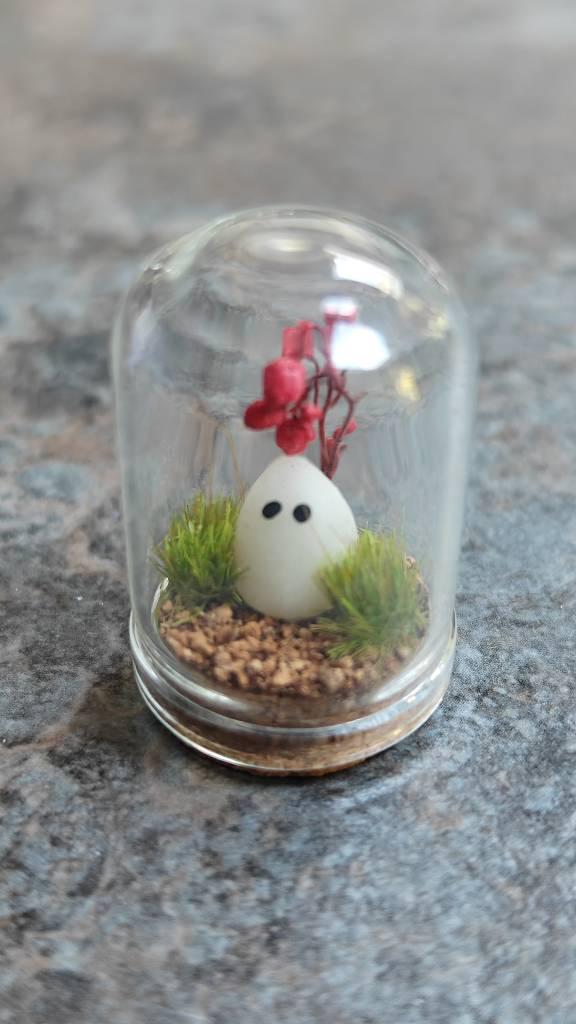 Adopt a Glowing Ghost In Glass Dome,Spooky Gift,handmade Pet Ghost