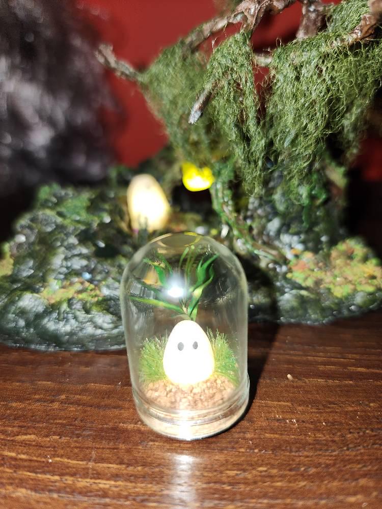 Adopt a Glowing Ghost In Glass Dome,Spooky Gift,handmade Pet Ghost