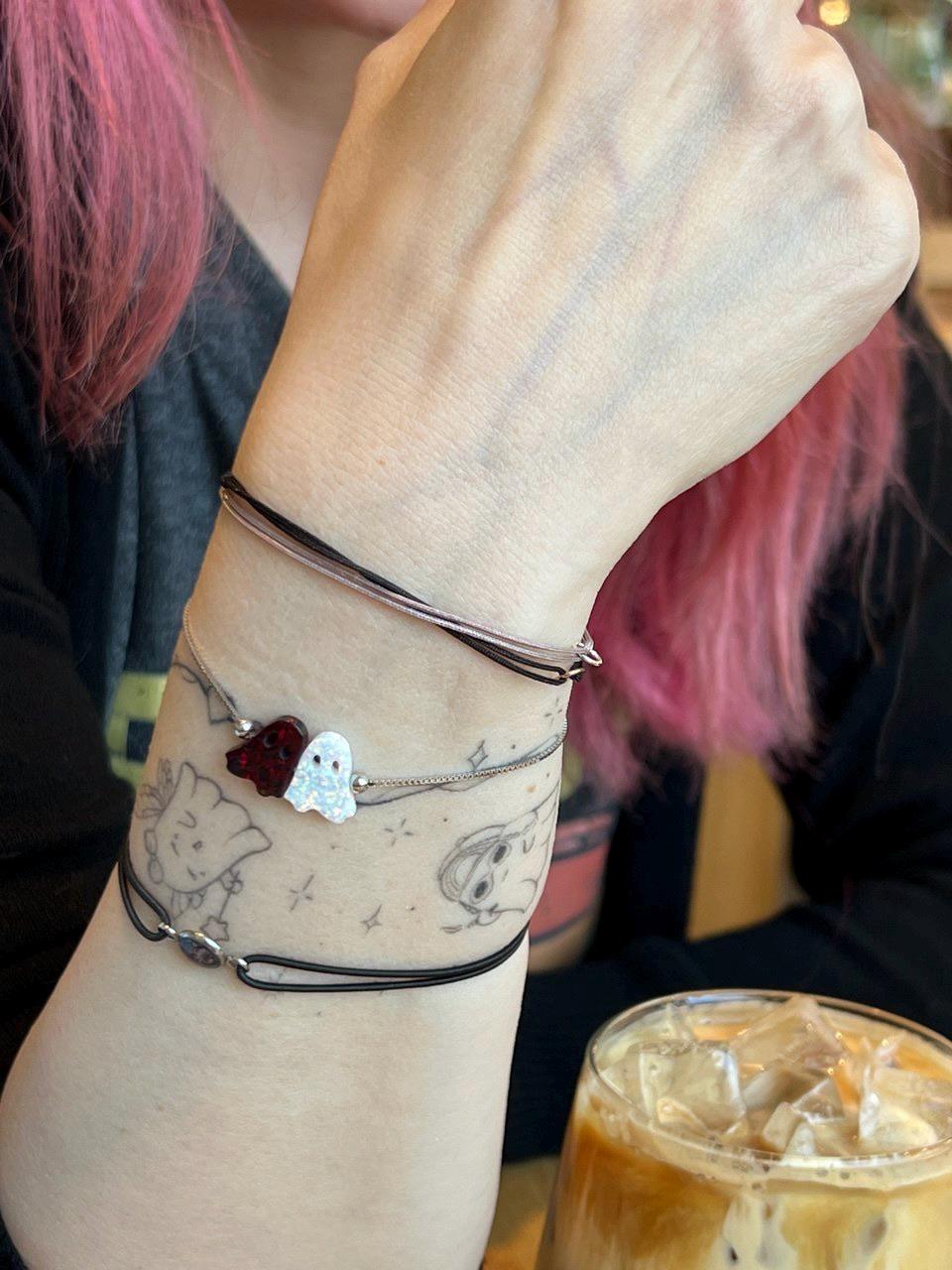 Halloween Ghost Opal Bracelet, Sterling Silver, Fire Opal Specter