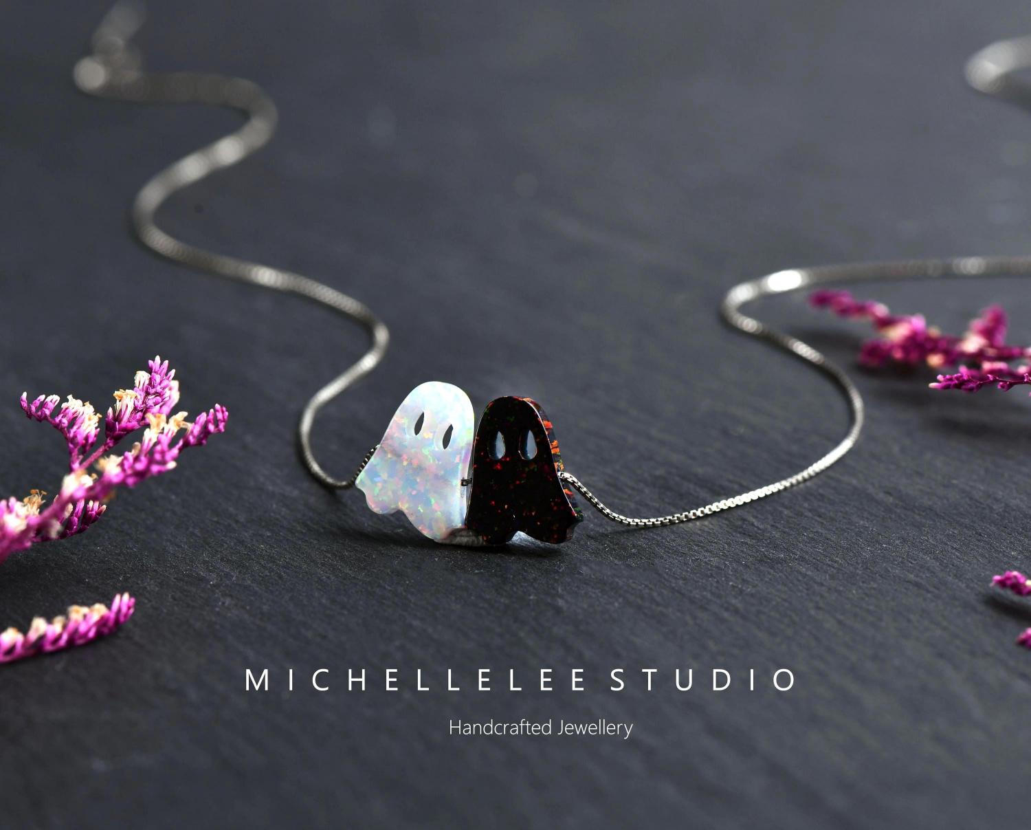 Halloween Ghost Opal Bracelet, Sterling Silver, Fire Opal Specter