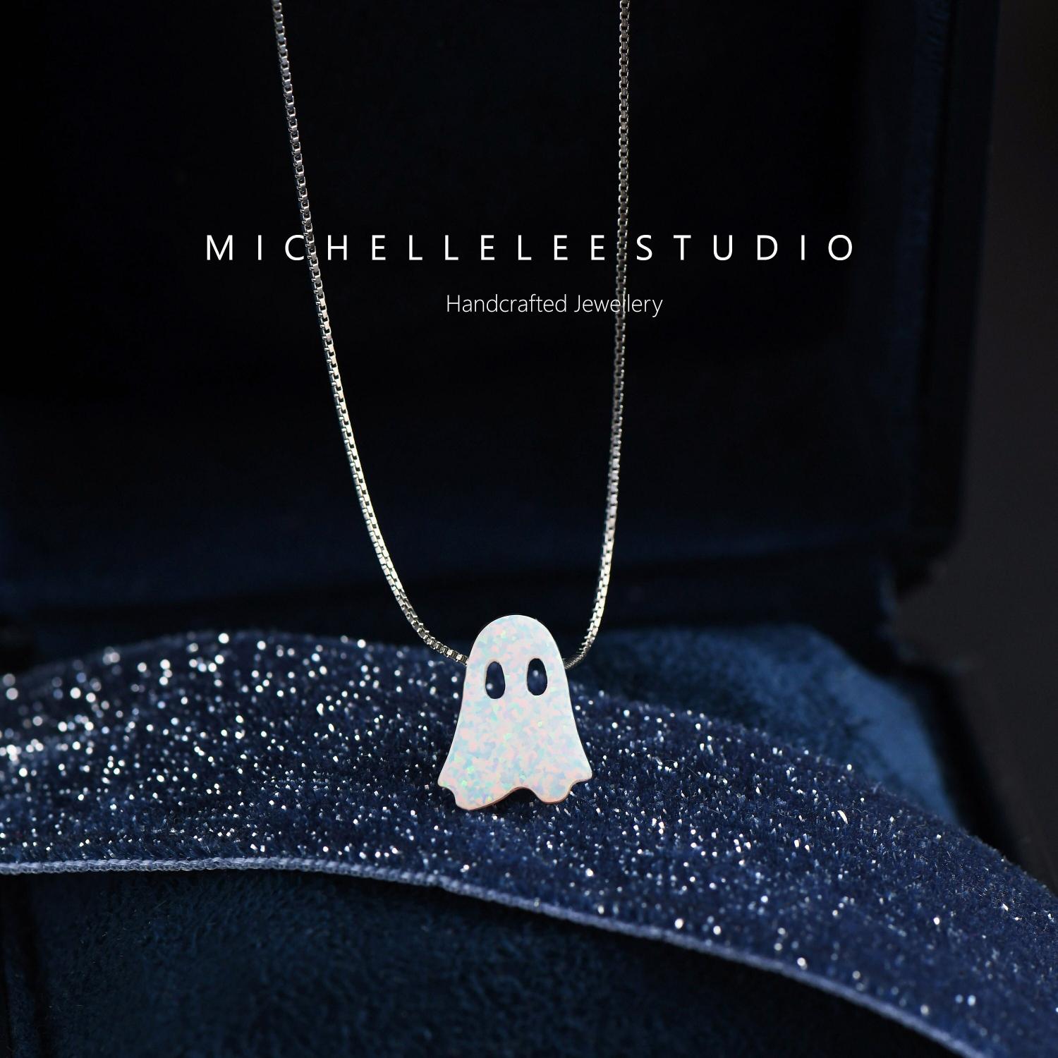 Halloween Ghost Opal Bracelet, Sterling Silver, Fire Opal Specter