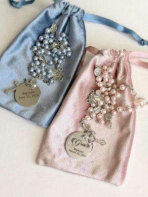 Personalized Baptism Rosary with Engraved Name and Date, Religious Memorial Keepsake, First Communion/Birthday Gift for Christians/Kids