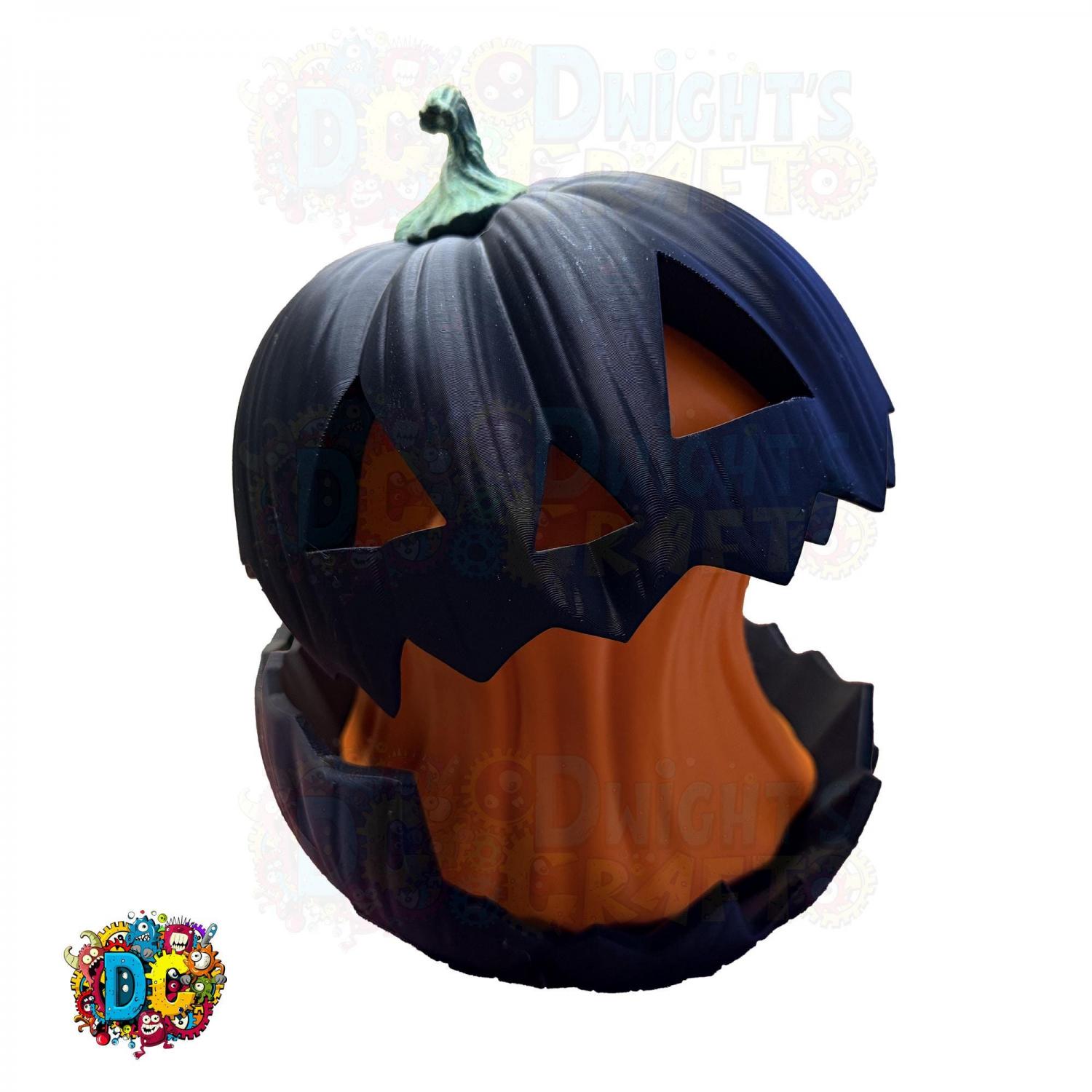Split Glow Pumpkin Lamp, Halloween, Gothic decor, Spooky Holiday ornament, Artisan 3D Printed