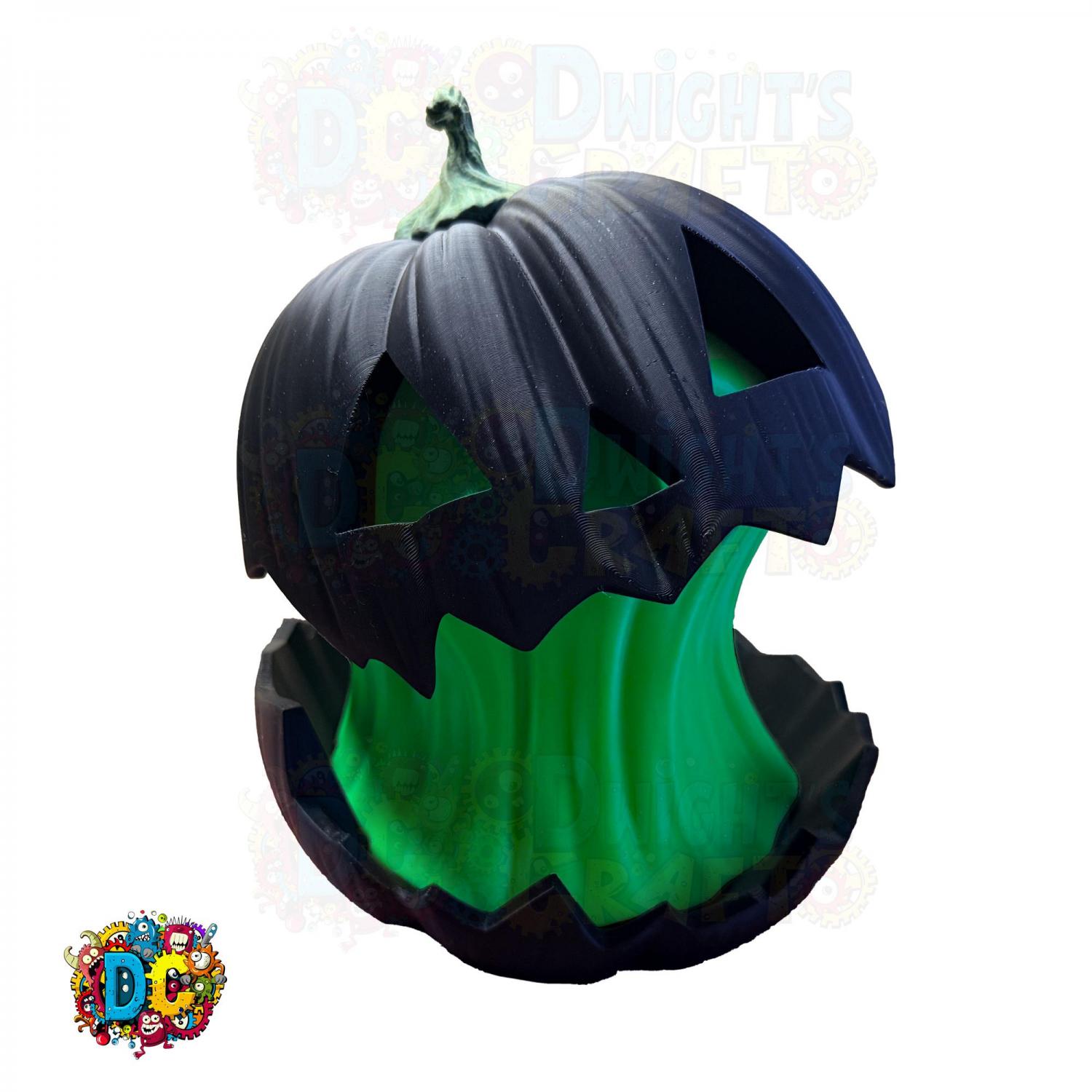 Split Glow Pumpkin Lamp, Halloween, Gothic decor, Spooky Holiday ornament, Artisan 3D Printed
