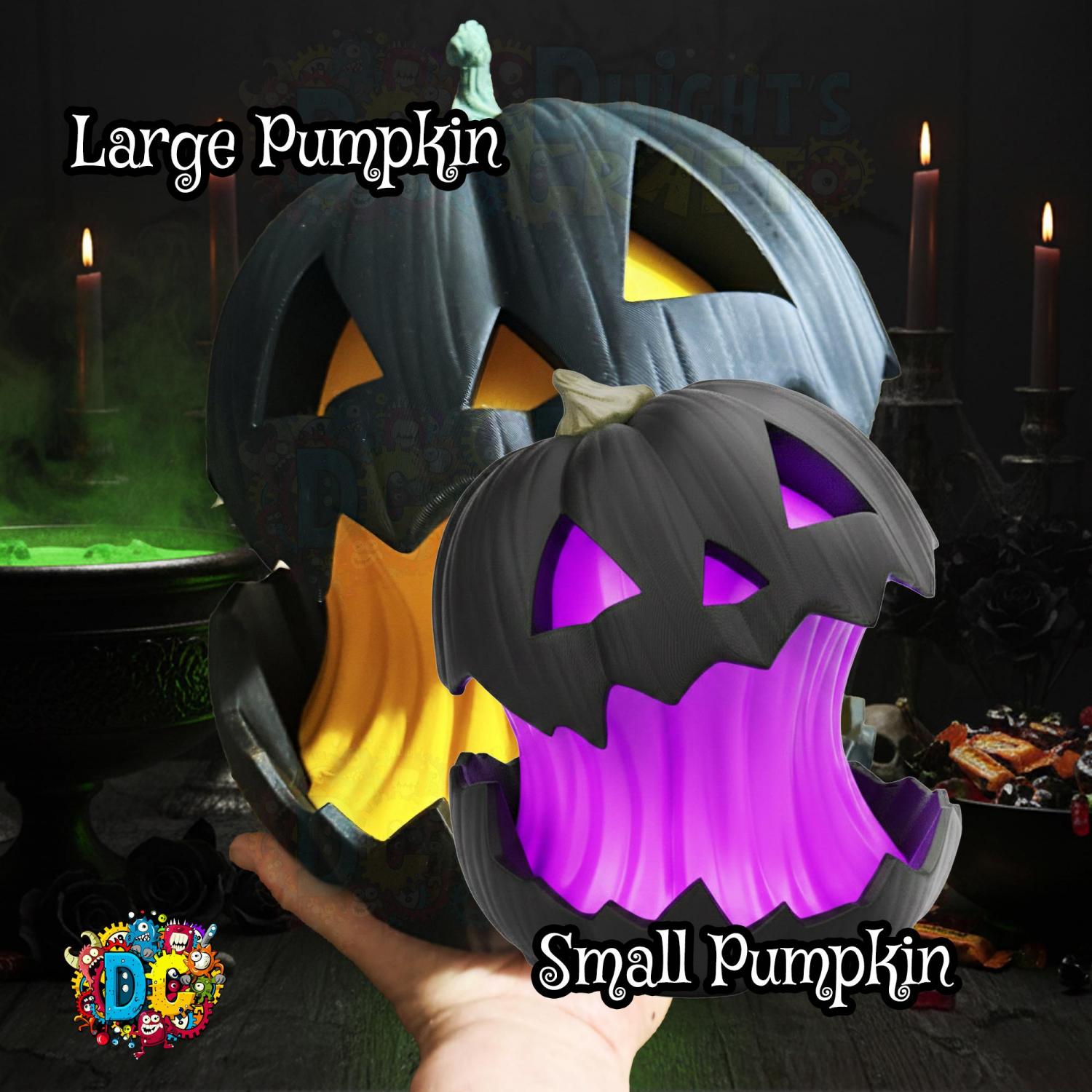 Split Glow Pumpkin Lamp, Halloween, Gothic decor, Spooky Holiday ornament, Artisan 3D Printed