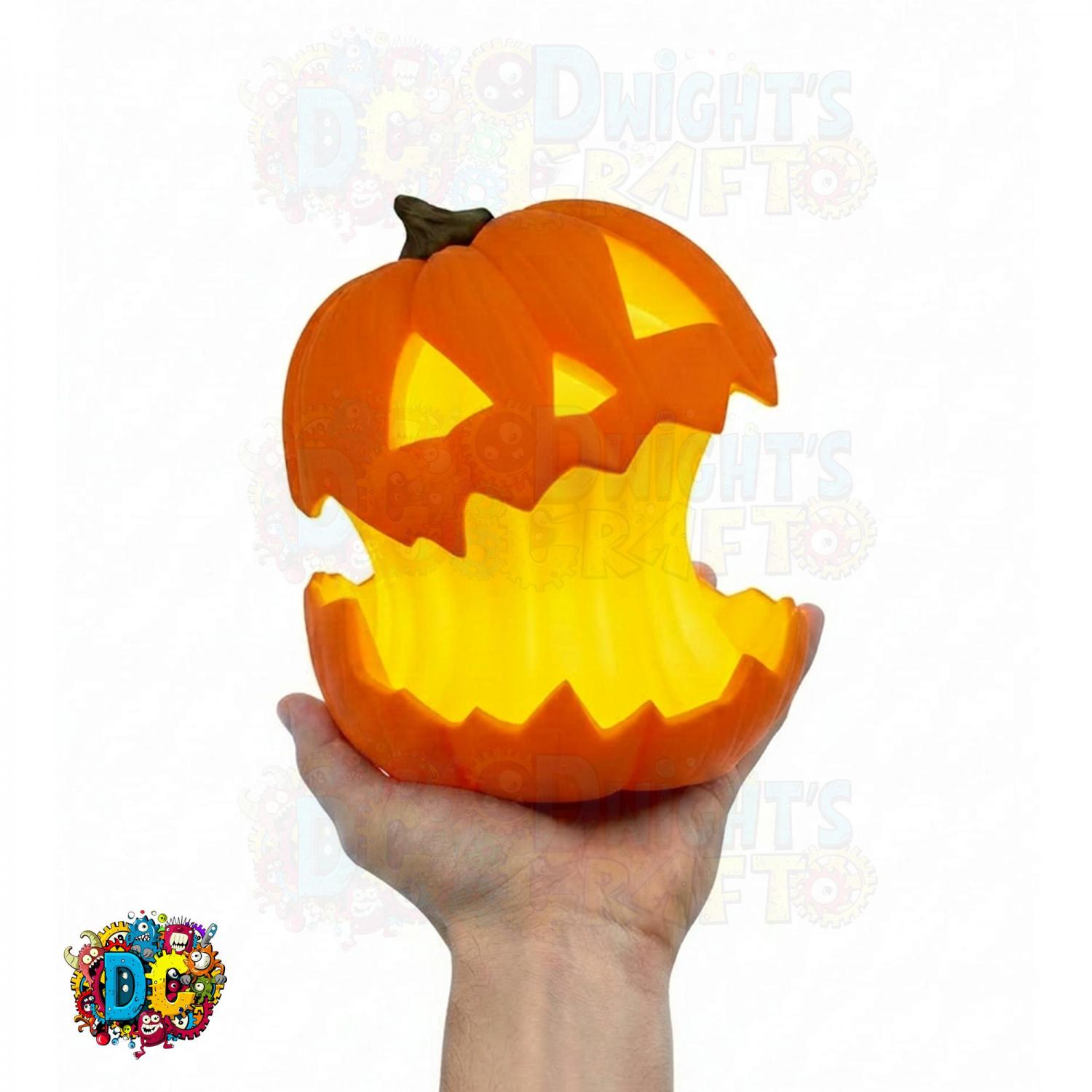 Split Glow Pumpkin Lamp, Halloween, Gothic decor, Spooky Holiday ornament, Artisan 3D Printed