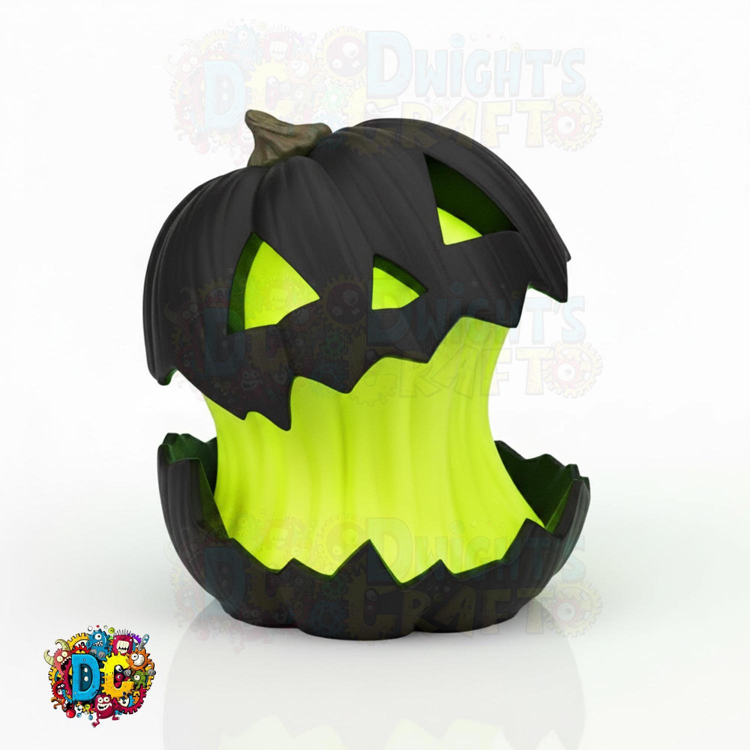 Split Glow Pumpkin Lamp, Halloween, Gothic decor, Spooky Holiday ornament, Artisan 3D Printed