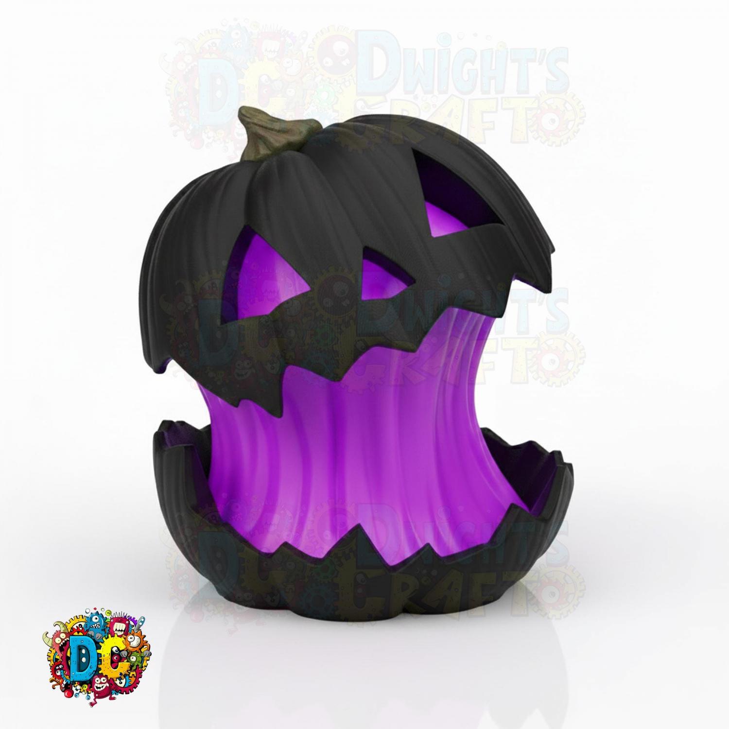 Split Glow Pumpkin Lamp, Halloween, Gothic decor, Spooky Holiday ornament, Artisan 3D Printed
