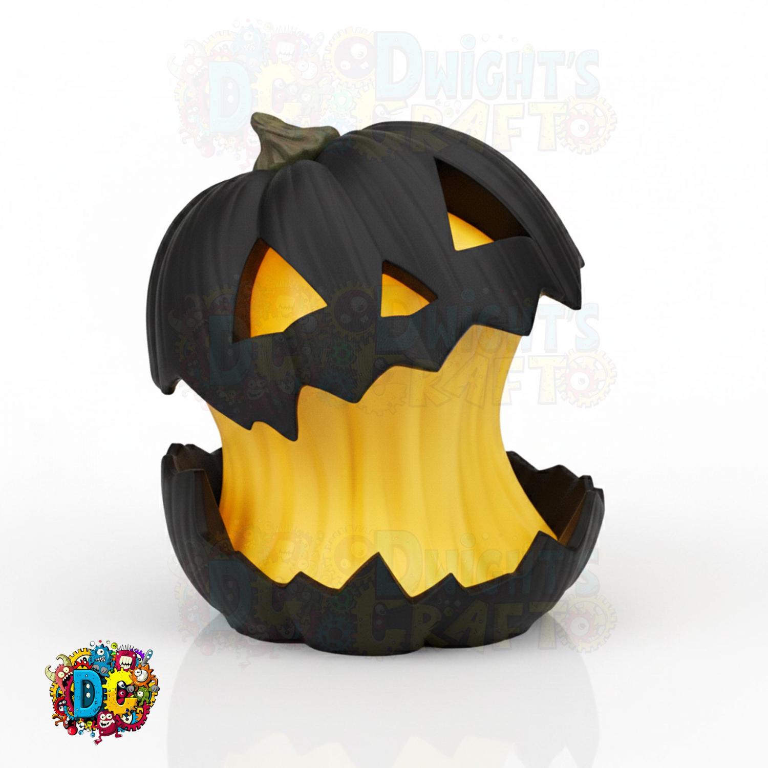 Split Glow Pumpkin Lamp, Halloween, Gothic decor, Spooky Holiday ornament, Artisan 3D Printed