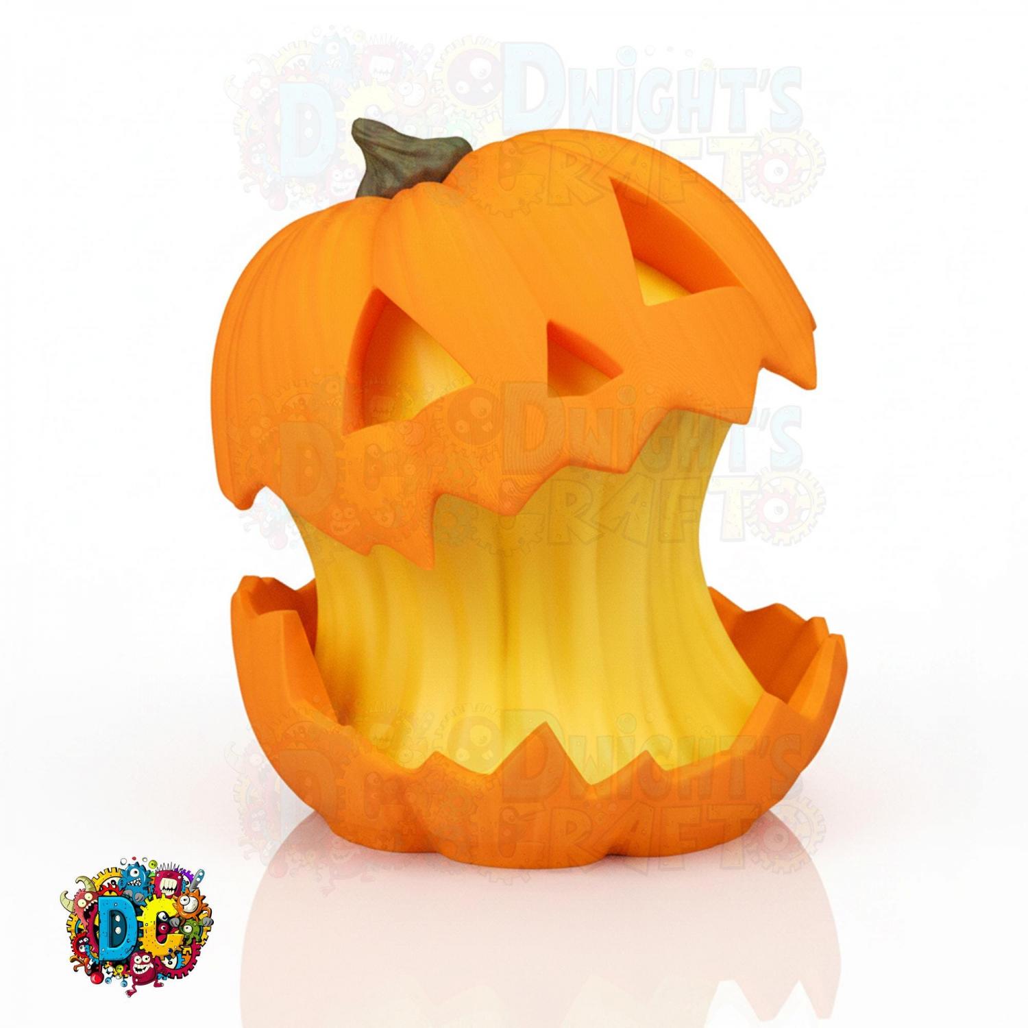 Split Glow Pumpkin Lamp, Halloween, Gothic decor, Spooky Holiday ornament, Artisan 3D Printed