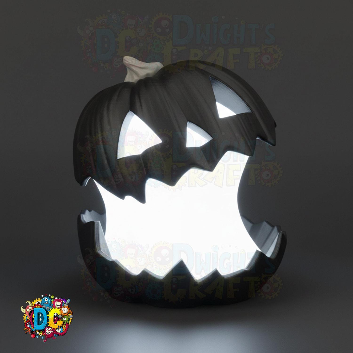 Split Glow Pumpkin Lamp, Halloween, Gothic decor, Spooky Holiday ornament, Artisan 3D Printed